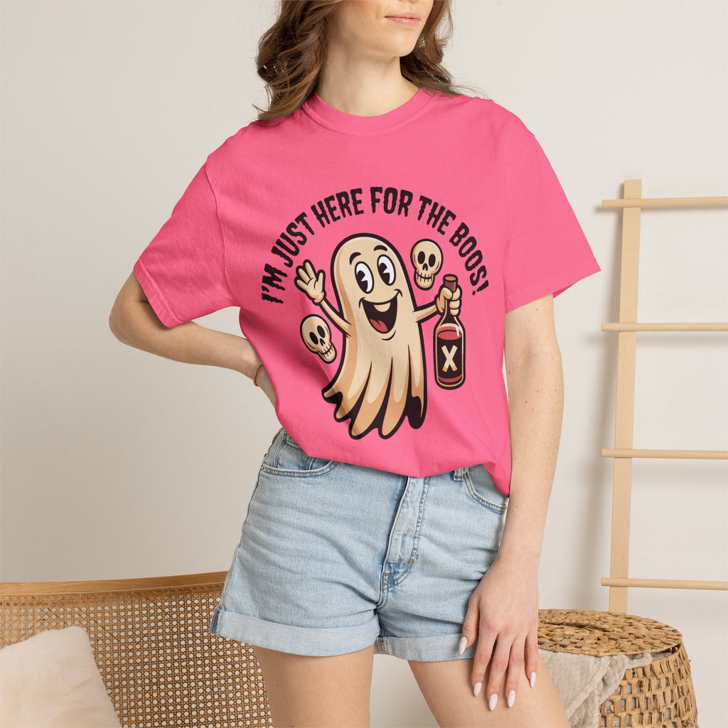 Halloween Ghost T‑Shirt — "I'm Just Here for the Boos!" Funny Party Tee