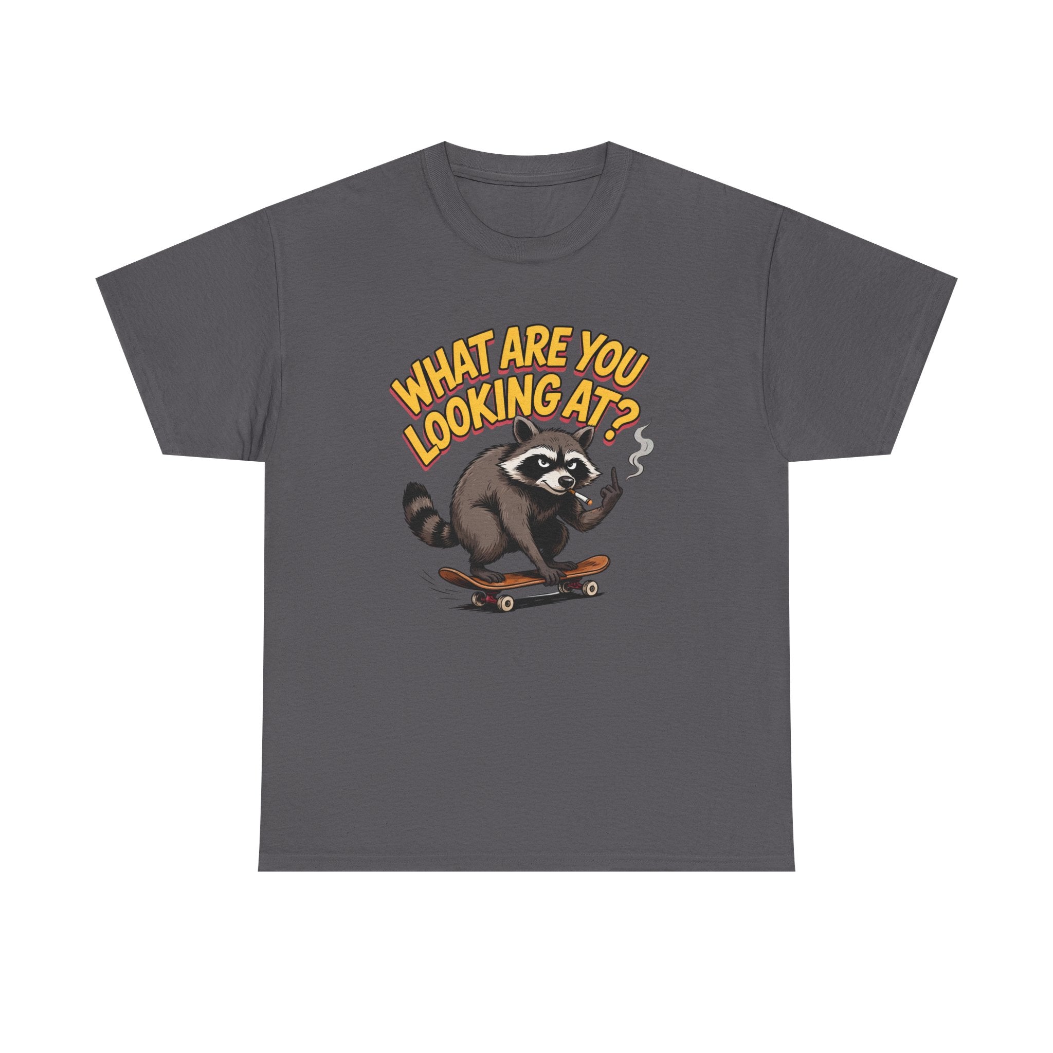 Funny Raccoon Graphic T-Shirt — What Are You Looking At Skater Humor Gift Tee
