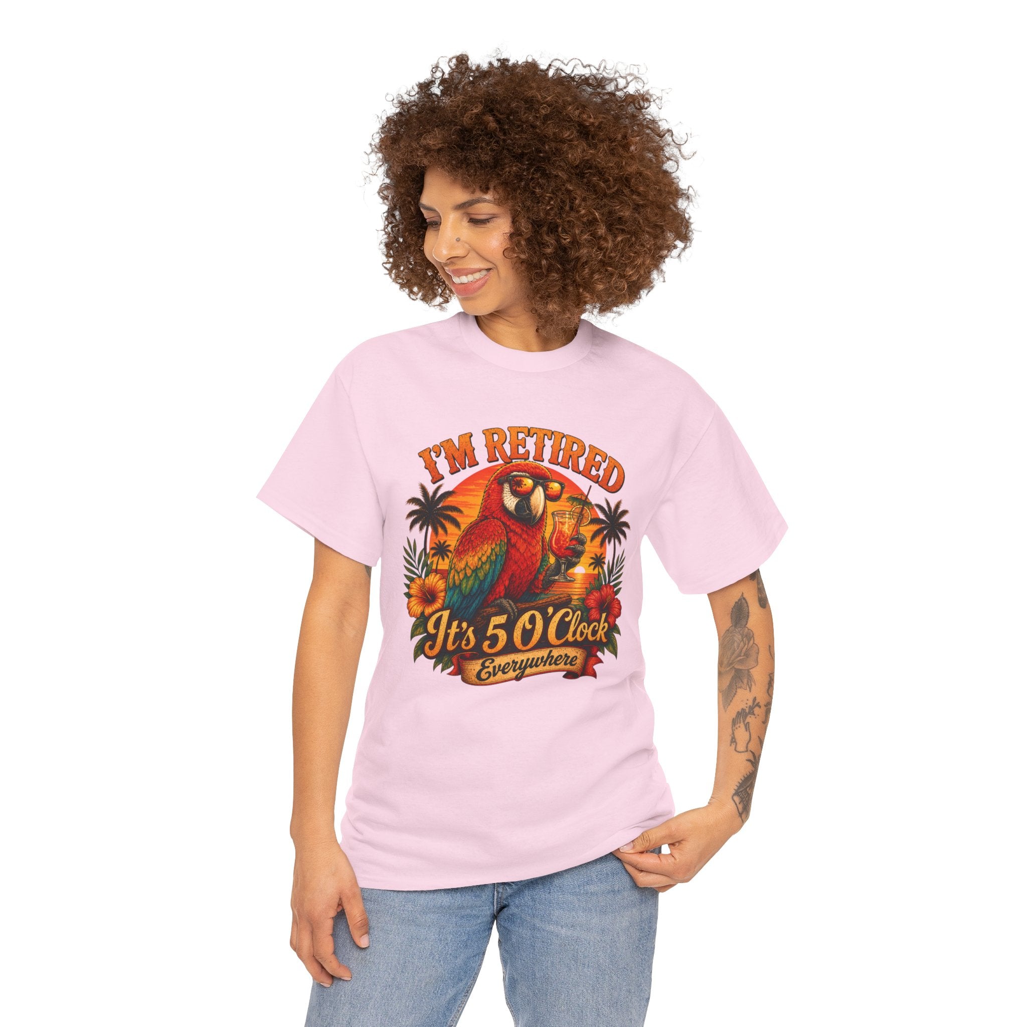 Funny Retirement T-Shirt — It's 5 O'Clock Everywhere Parrot Gift Tee for Retirees