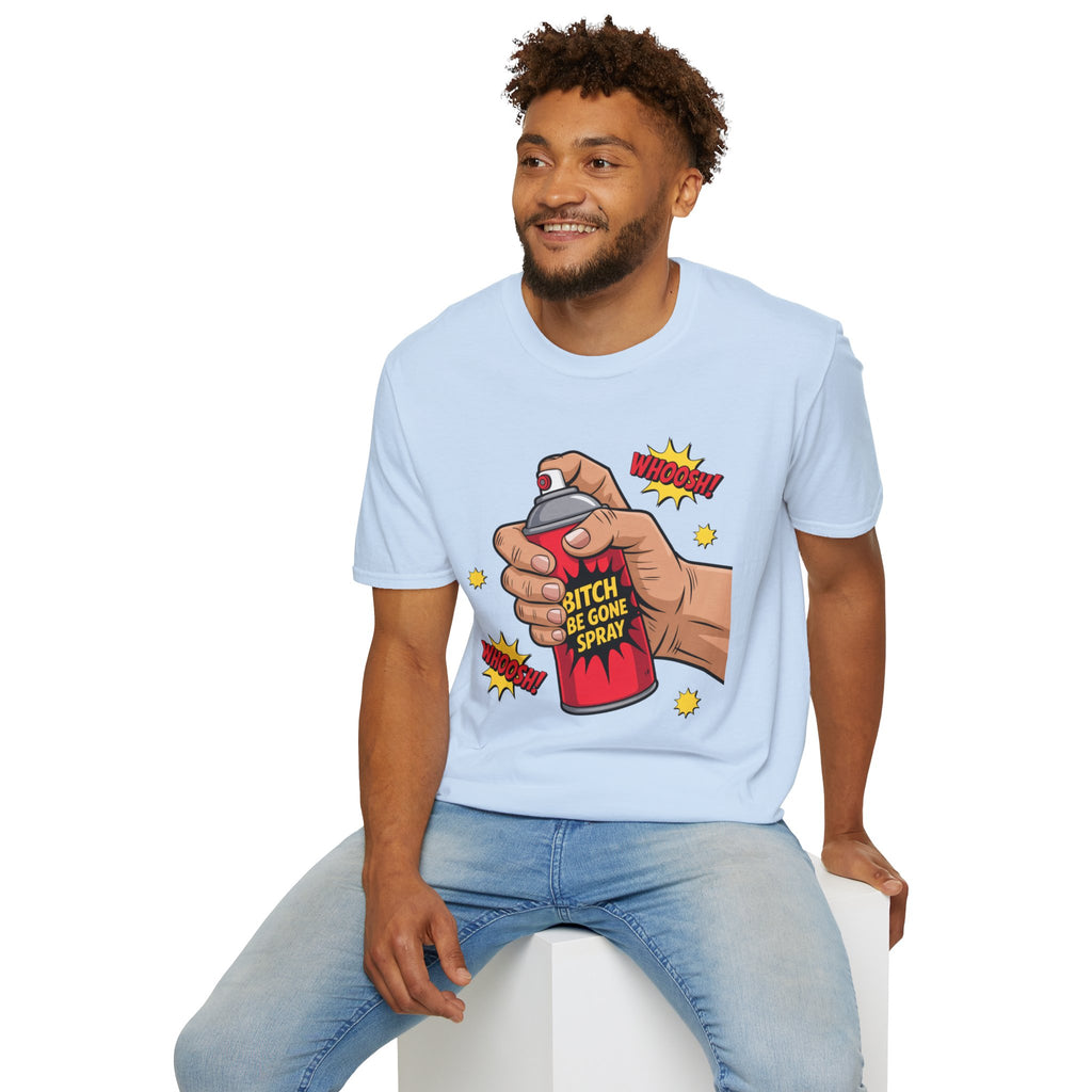 Funny 'Bitch, Be Gone' Spray T-Shirt — Pop Art Spray Can Graphic Tee