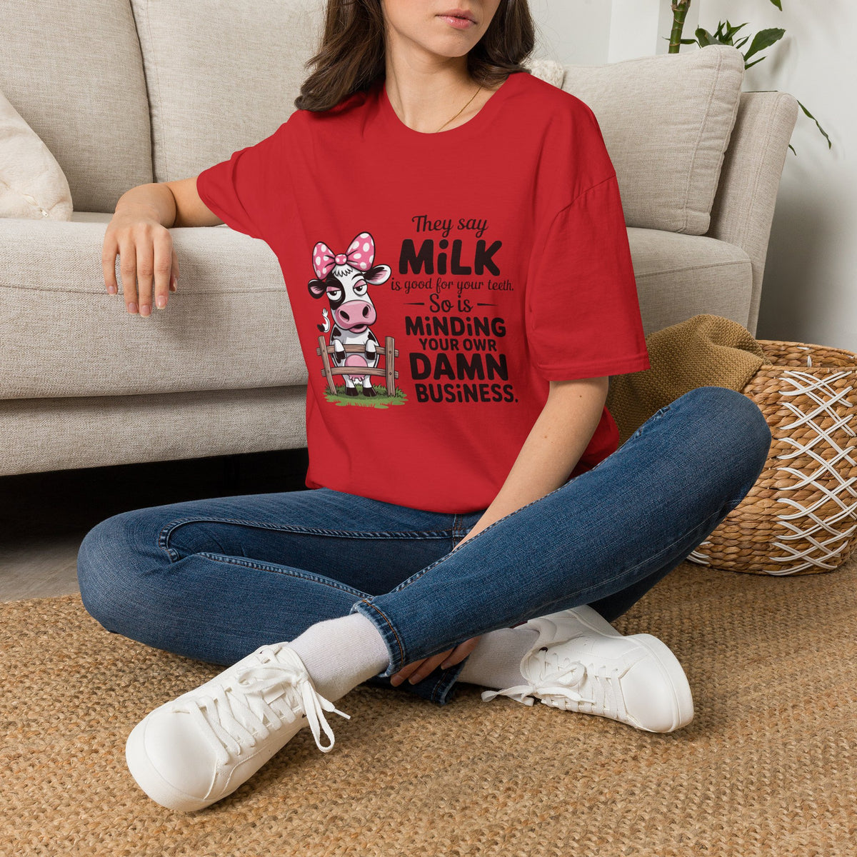 They Say Milk Is Good For Your Teeth - Funny Cow T-Shirt