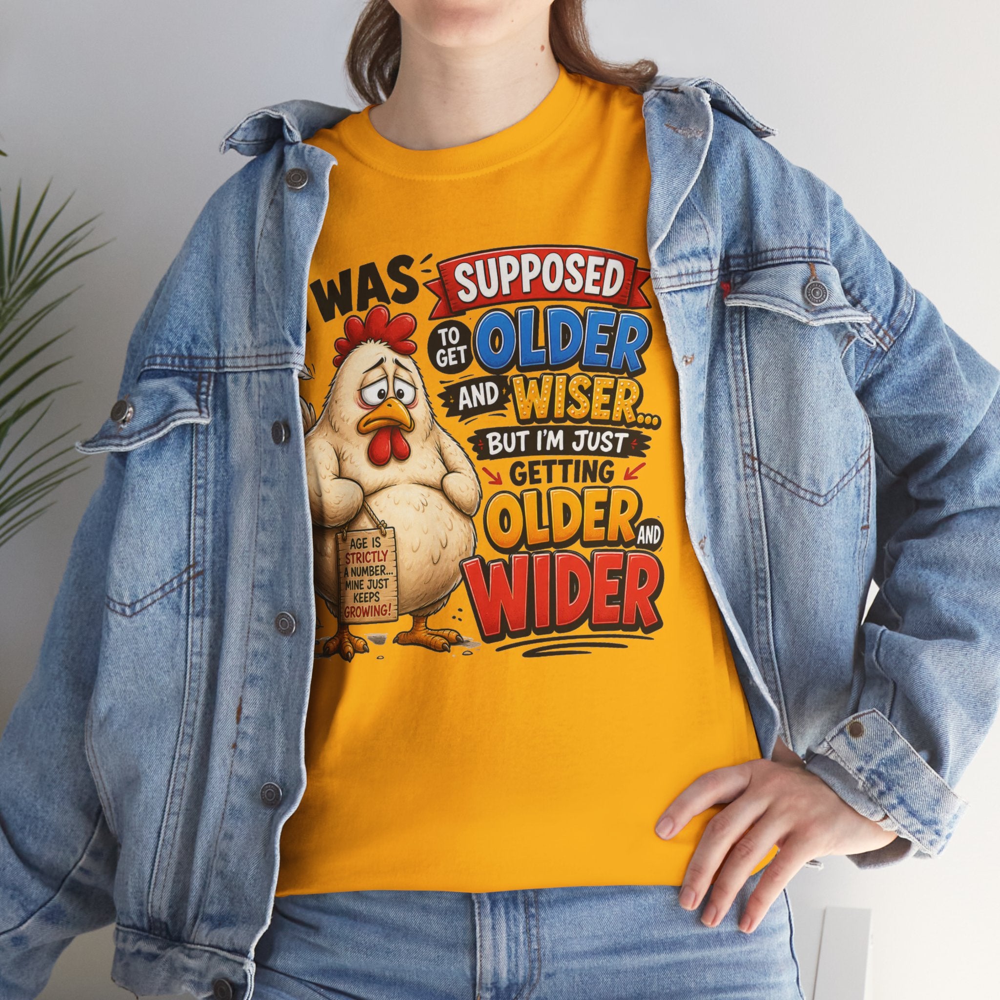 Birthday Chicken Tee — “I Was Supposed To Get Older And Wiser” Funny 50th Birthday Shirt