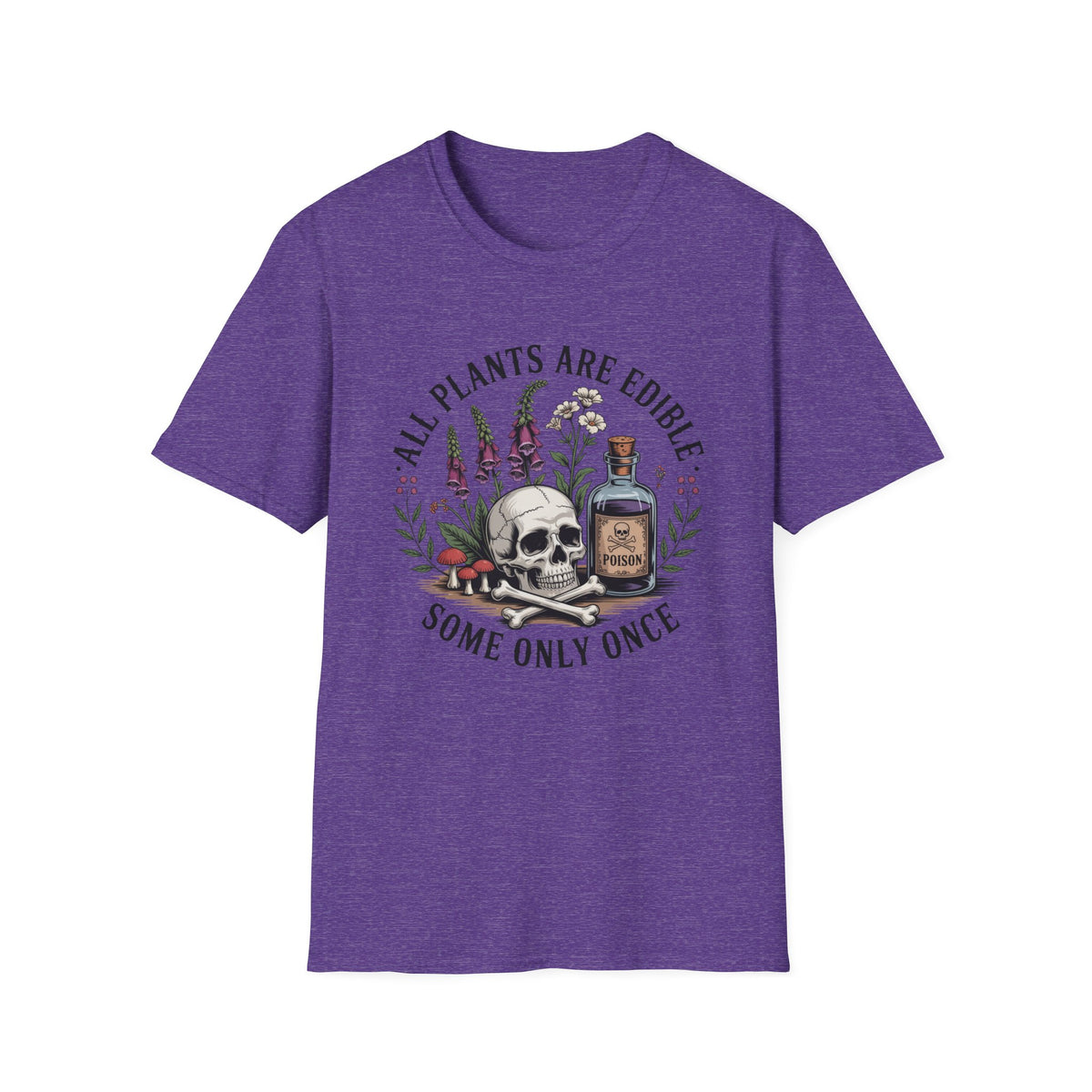 All Plants Are Edible T-Shirt — Botanical Skull & Apothecary Graphic Tee