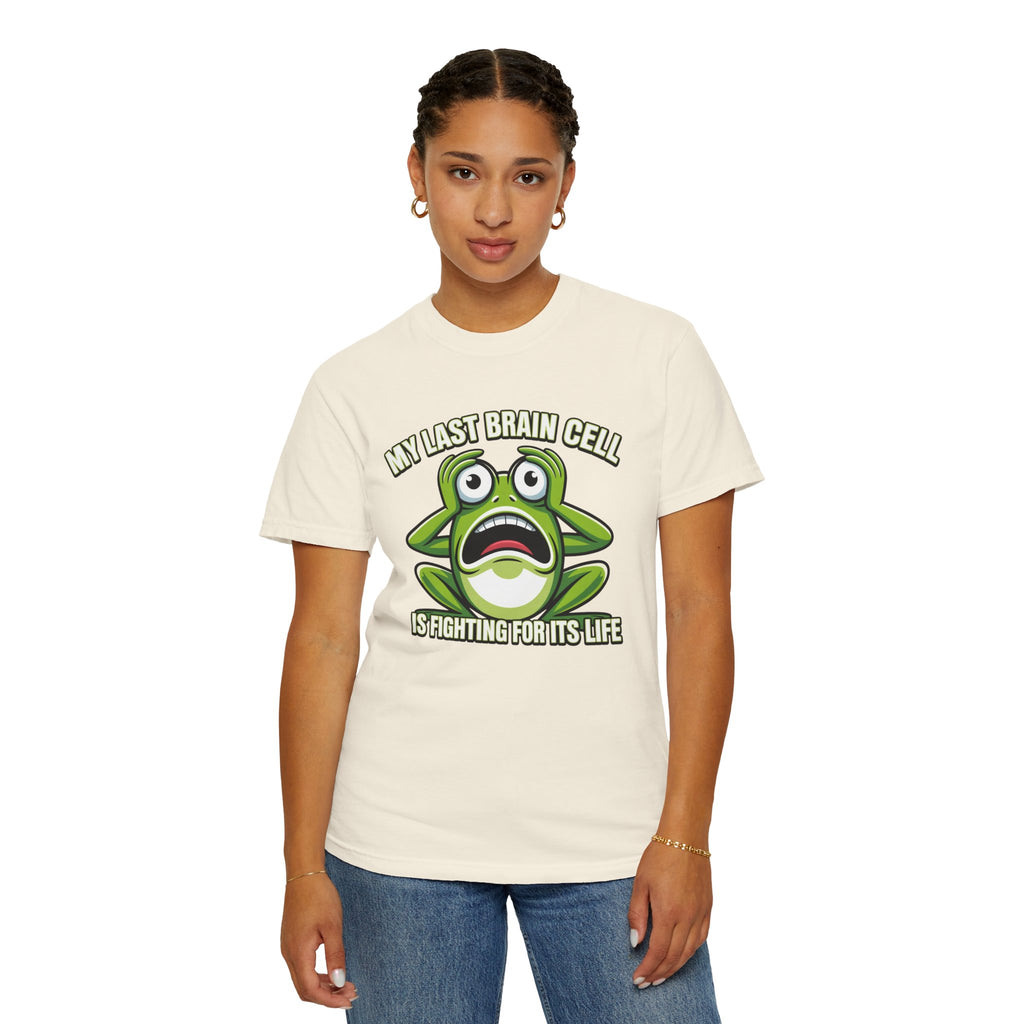 Funny Frog Graphic T-Shirt — My Last Brain Cell Is Fighting For Its Life Humor Gift Tee for Women