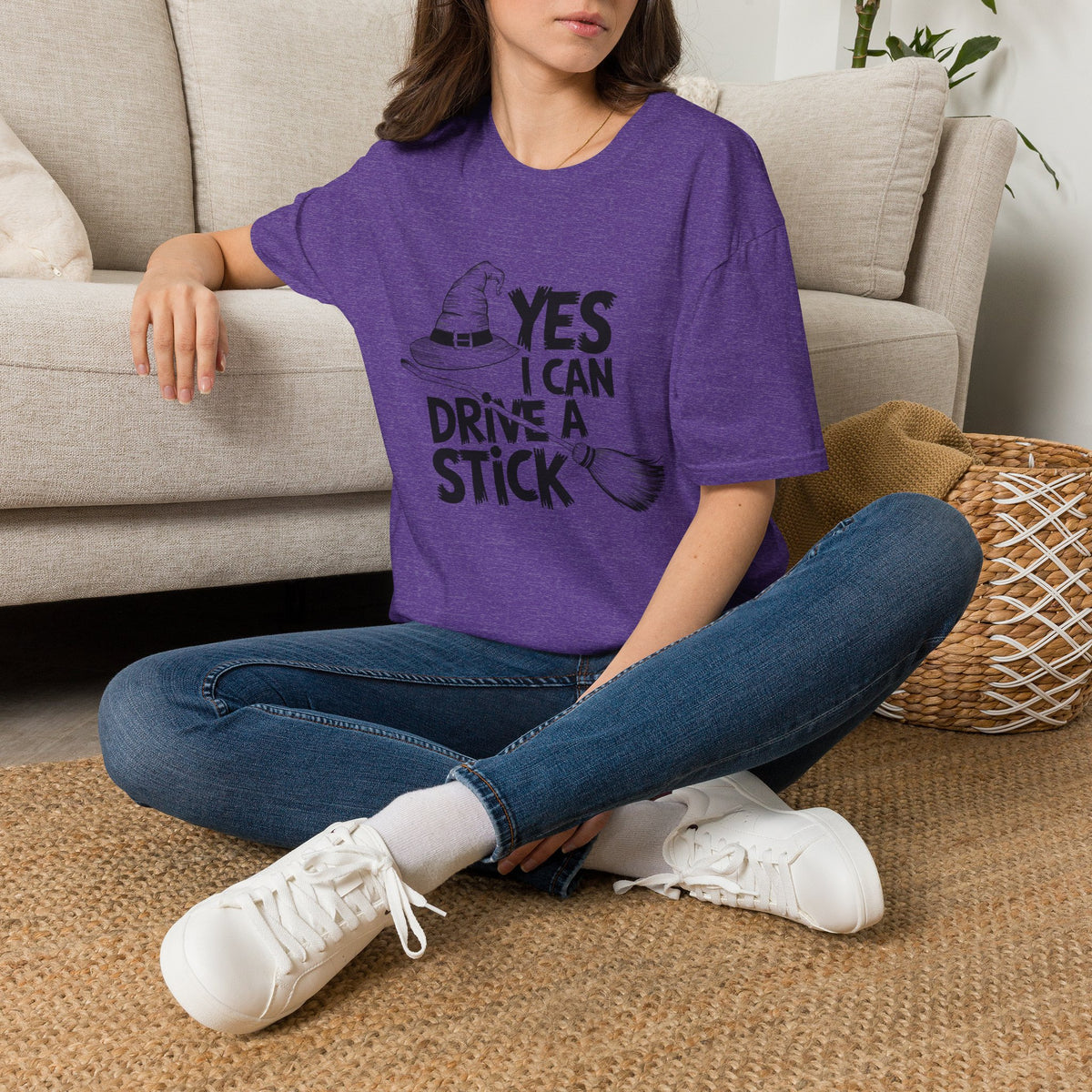 Witch Hat Tee - "Yes I Can Drive a Stick" Halloween T-Shirt