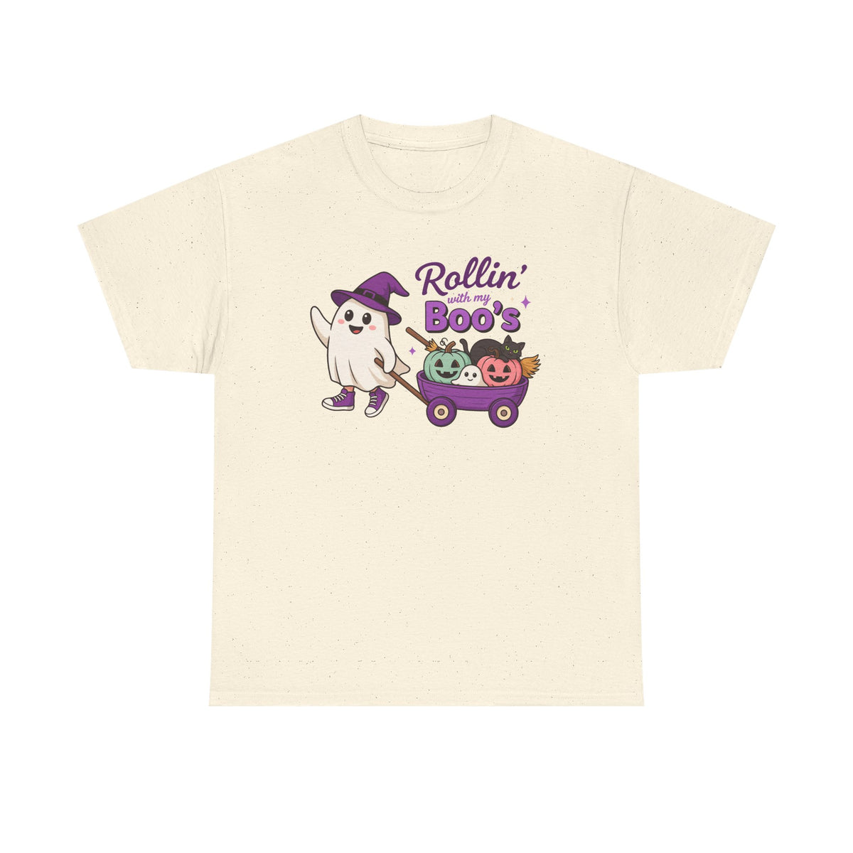 Rollin' Boo's Halloween Tee — Cute Ghost Wagon Pumpkin Kids Shirt