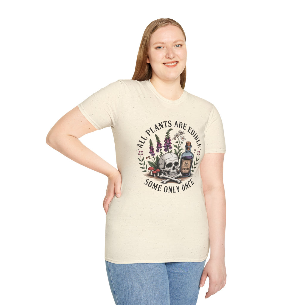 All Plants Are Edible T-Shirt — Botanical Skull & Apothecary Graphic Tee
