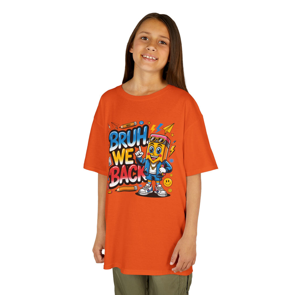 Kids Tee — "Bruh We Back" Retro Cartoon Graphic Shirt