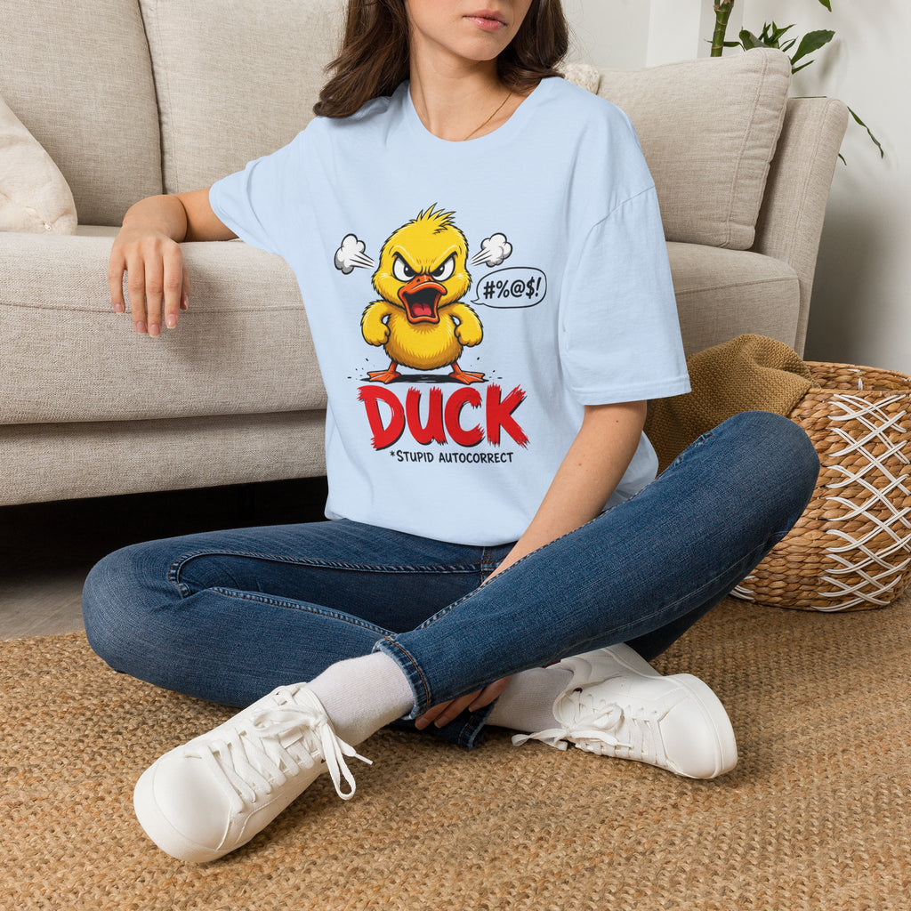 Angry Duck T-Shirt — Funny "Duck (Stupid Autocorrect)" Graphic Tee
