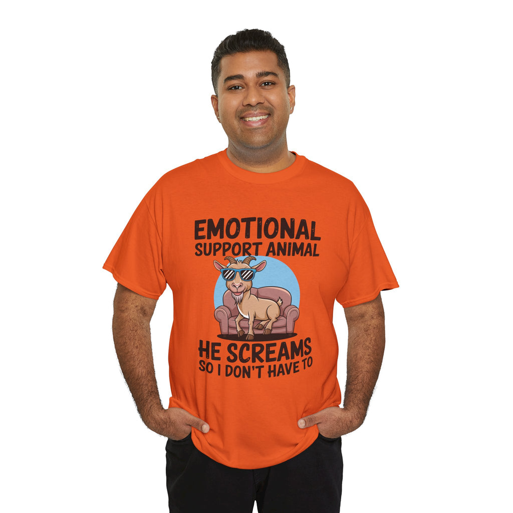 Funny Goat T-Shirt — He Screams So I Don't Have To Emotional Support Animal Gift Tee