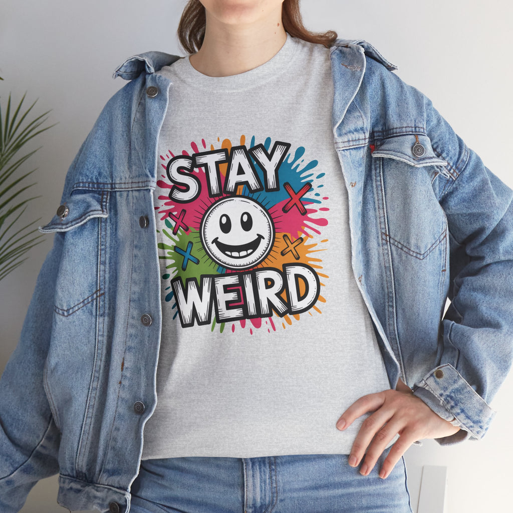 Stay Weird T-Shirt – Colorful Smiley Graphic Tee
