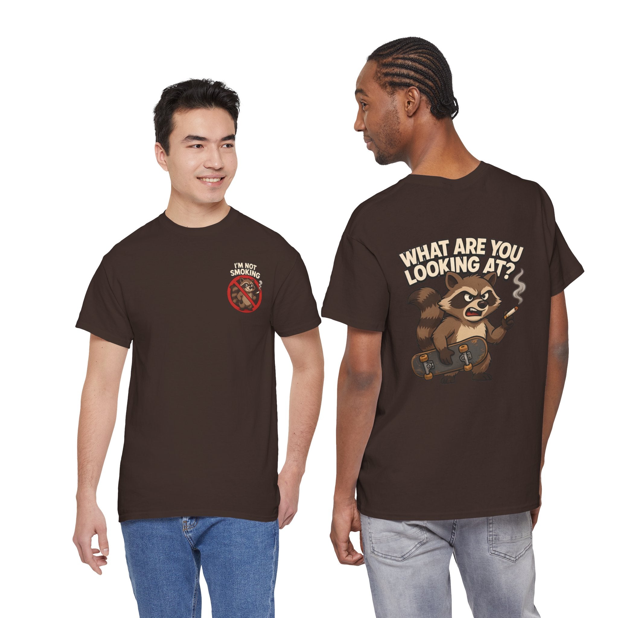 Graphic Tee — "What Are You Looking At?" Raccoon Illustration T-Shirt