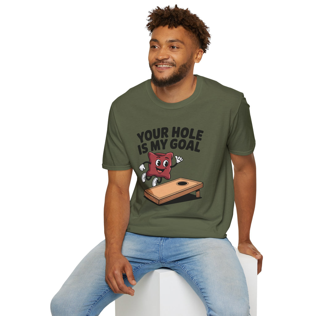 Cornhole Game T‑Shirt — "Your Hole Is My Goal" Funny Cornhole Tee