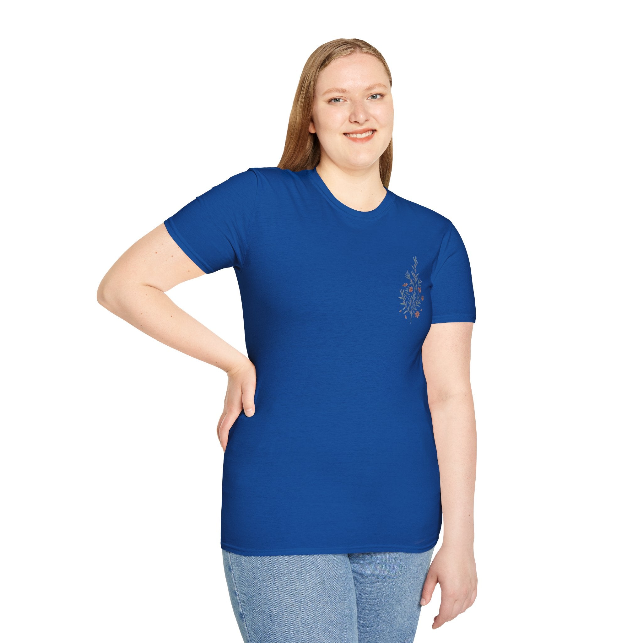 Floral Corner Tee — Minimal Wildflower Pocket T‑Shirt