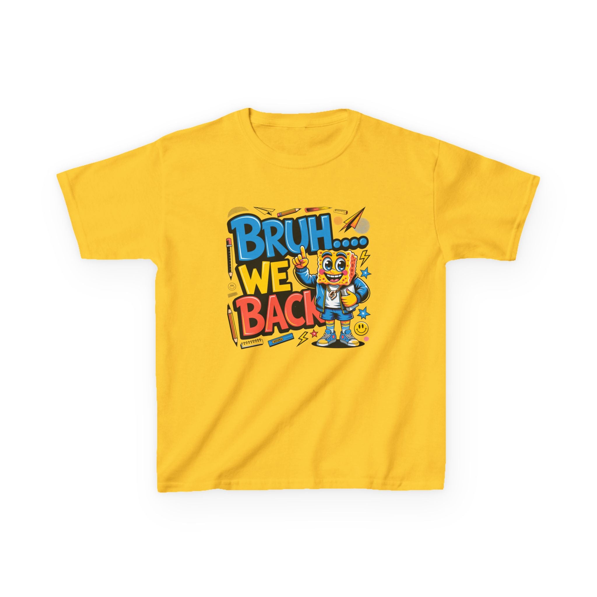Kids Tee — "Bruh... We Back" Cartoon Sponge Graphic