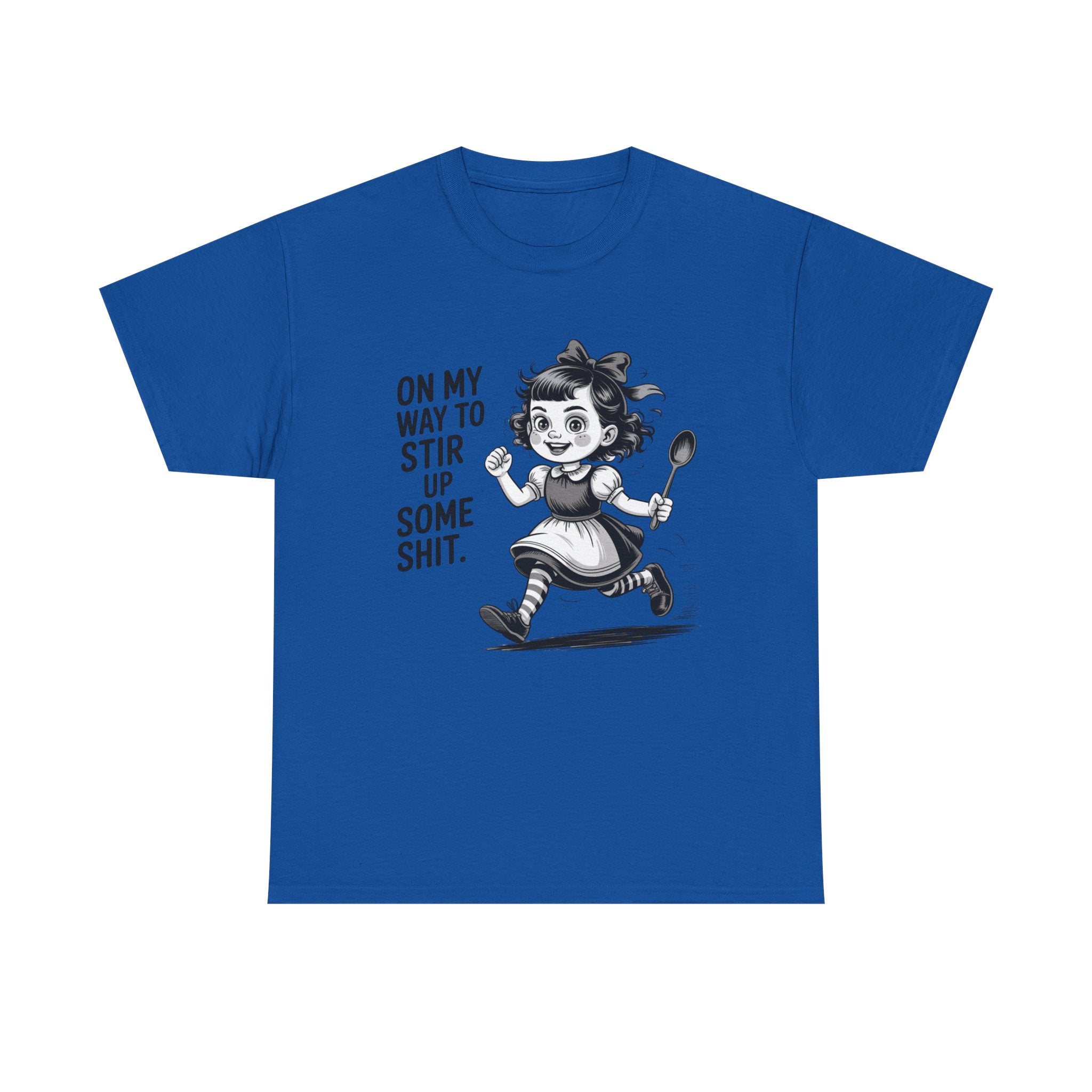 Stir Up Some Shit Tee — Retro Mischief Girl Graphic T-Shirt