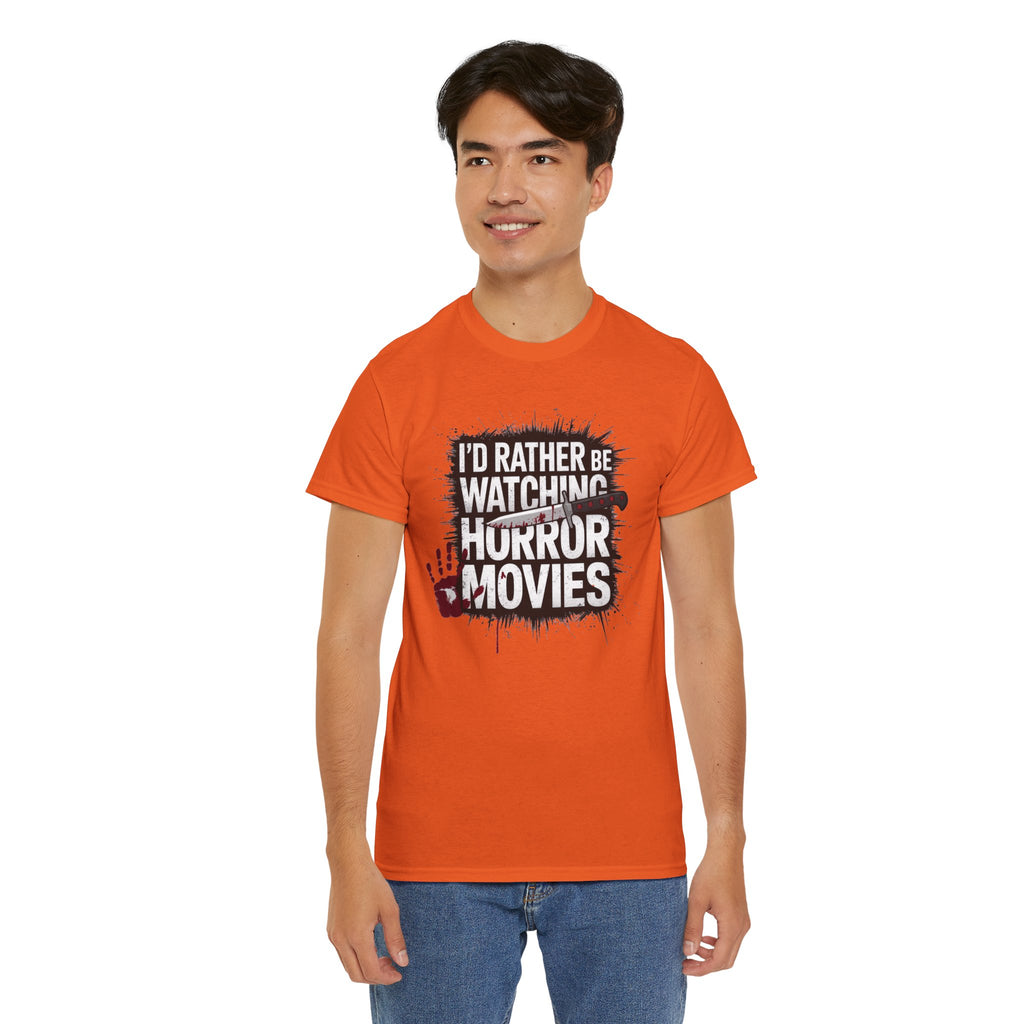 Horror Movie Fan T-Shirt — "I'd Rather Be Watching Horror Movies" Graphic Tee