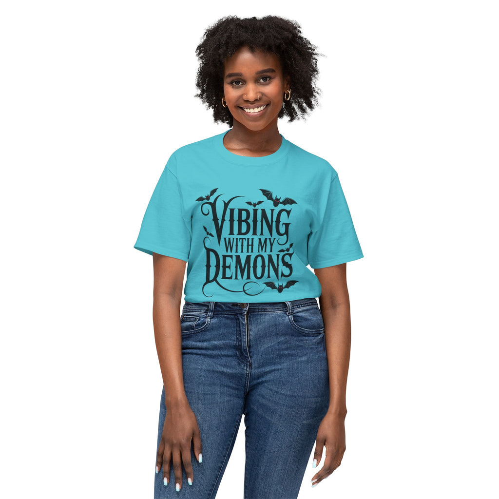 Funny Gothic Halloween T-Shirt — Vibing With My Demons Dark Humor Gift Tee