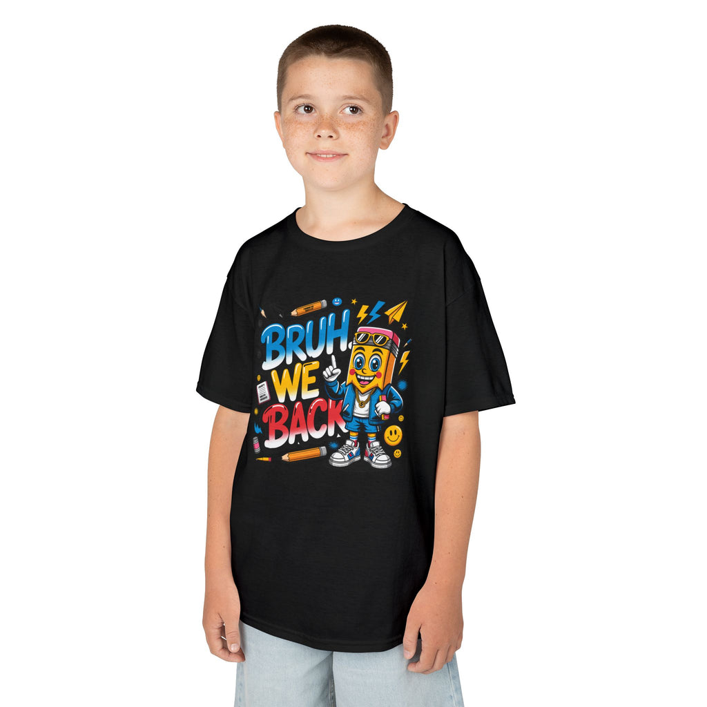 Kids T-Shirt — "Bruh We Back" Cartoon Graphic Tee