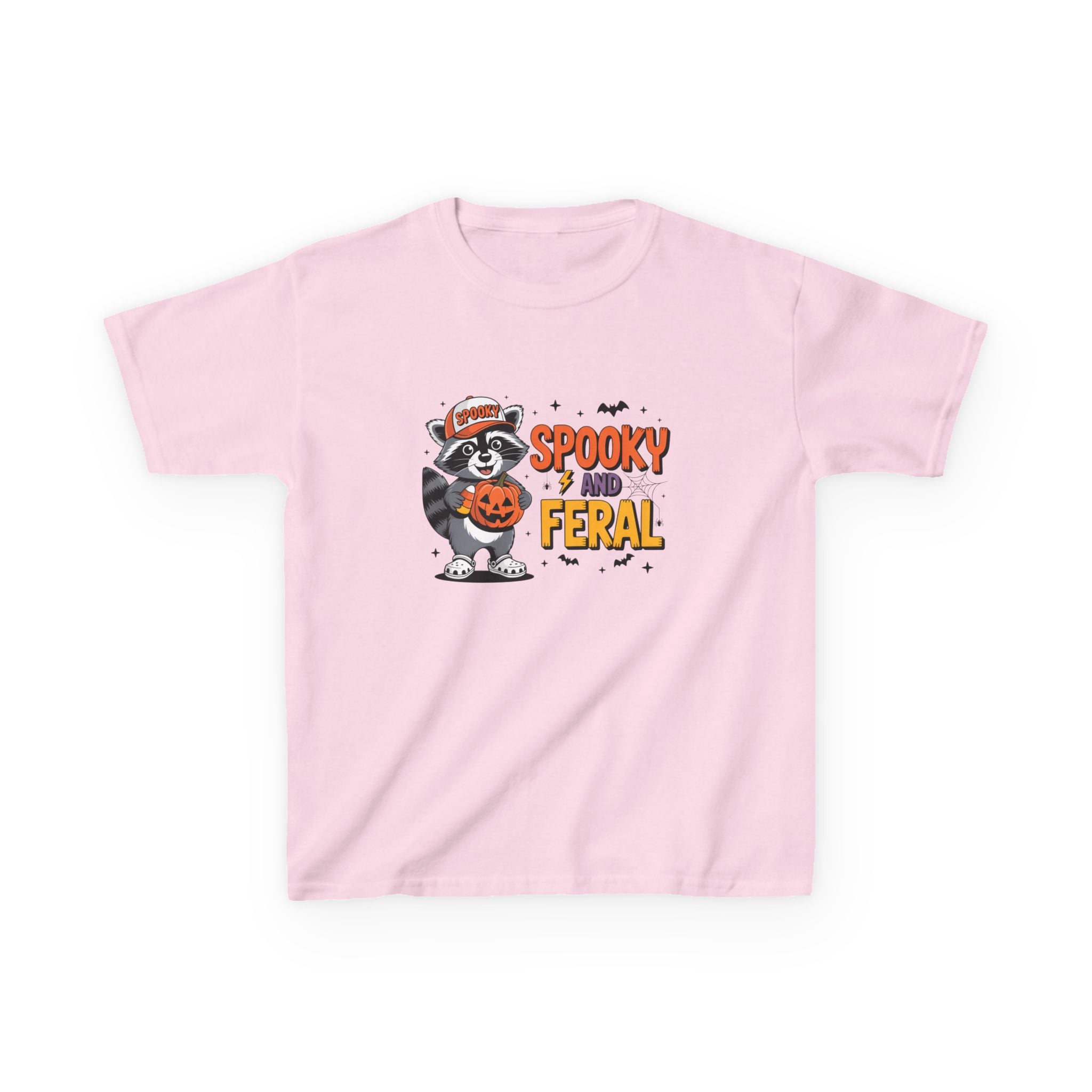 Kids Tee — "Spooky and Feral" Halloween Raccoon Pumpkin Shirt