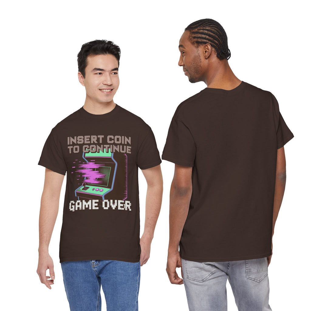 Funny Gamer T-Shirt — Insert Coin to Continue Retro Arcade Gift Tee for Men Women