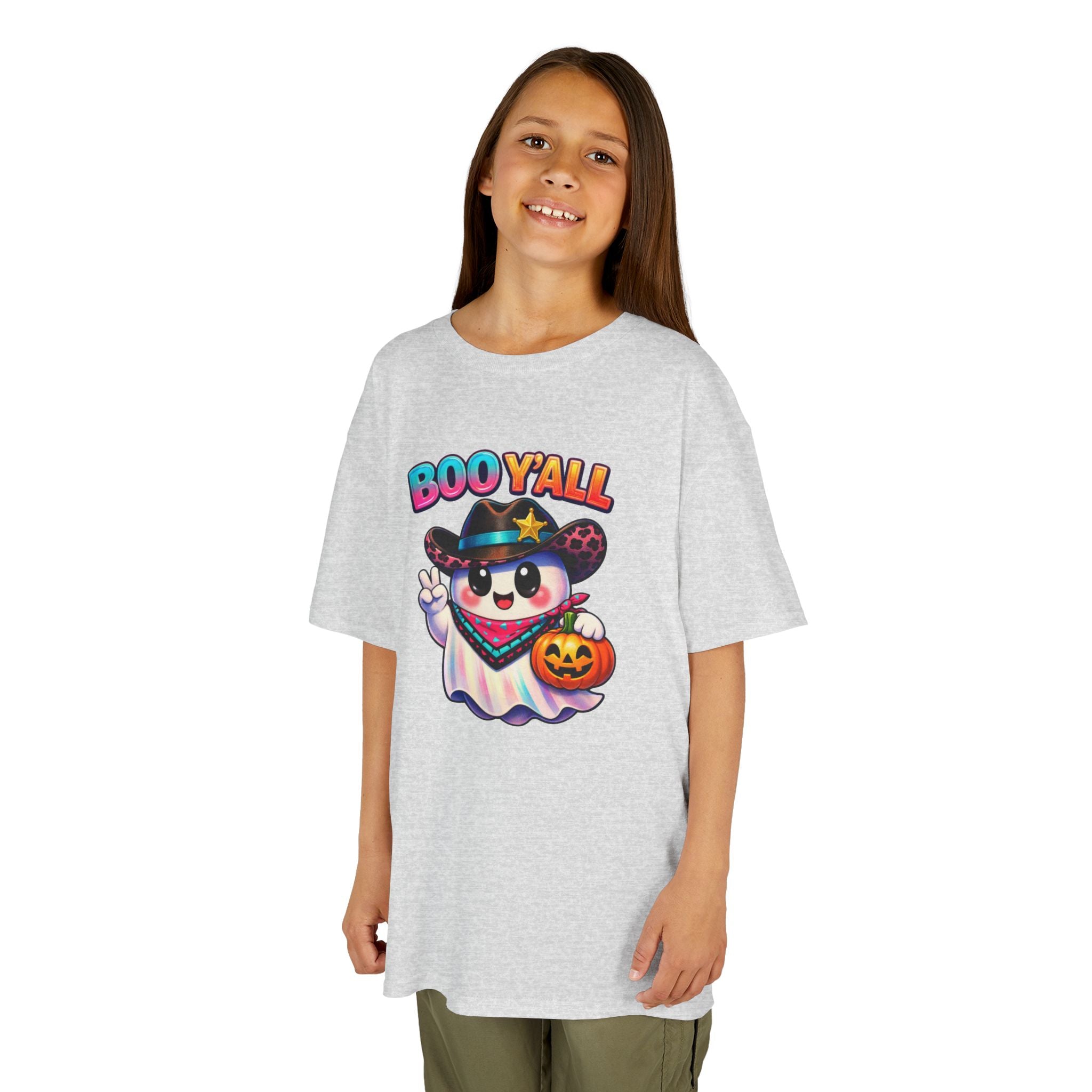 Kids Tee — 'Boo Y'all' Ghost Cowboy Halloween Shirt