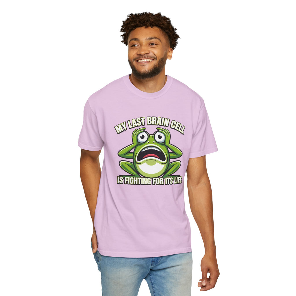 Funny Frog Graphic T-Shirt — My Last Brain Cell Is Fighting For Its Life Humor Gift Tee for Women