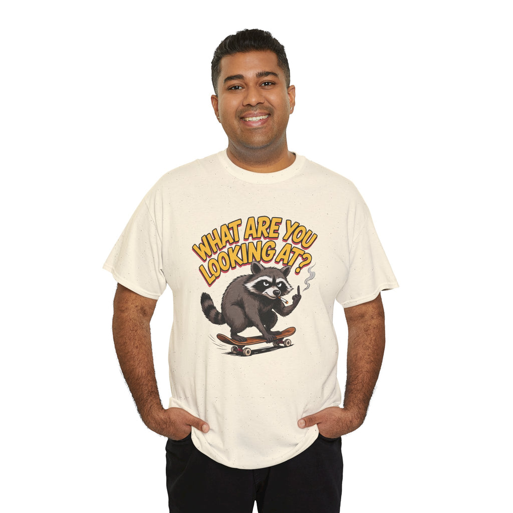 Funny Raccoon Graphic T-Shirt — What Are You Looking At Skater Humor Gift Tee
