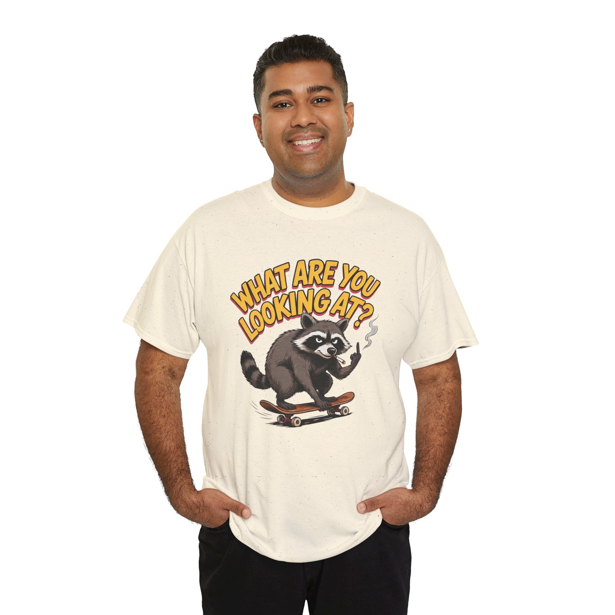 Funny Raccoon Graphic T-Shirt — What Are You Looking At Skater Humor Gift Tee