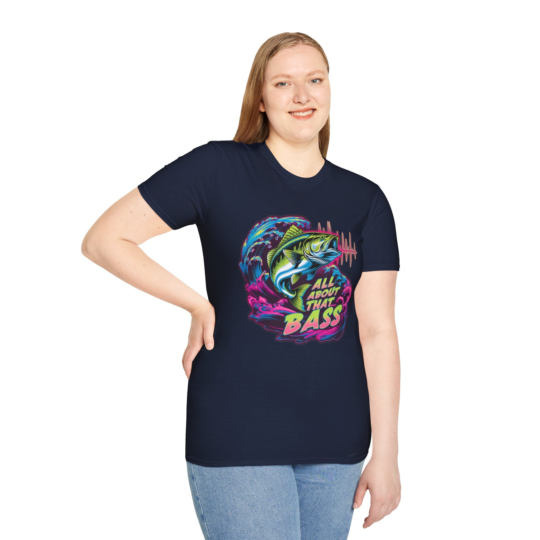 Bass Fishing T-Shirt — "All About That Bass" Retro Wave Graphic