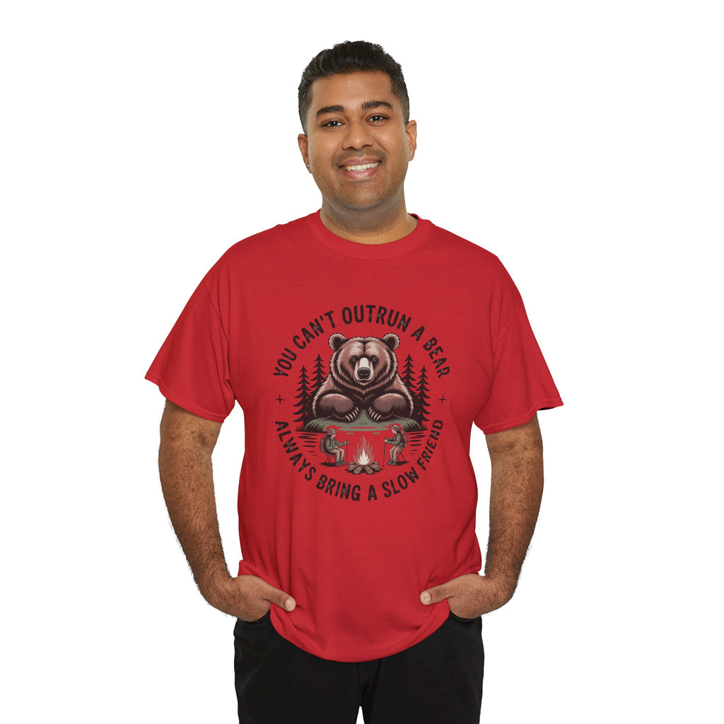 Bear Campfire T‑Shirt — "You Can't Outrun a Bear, Always Bring a Slow Friend" Camping Tee