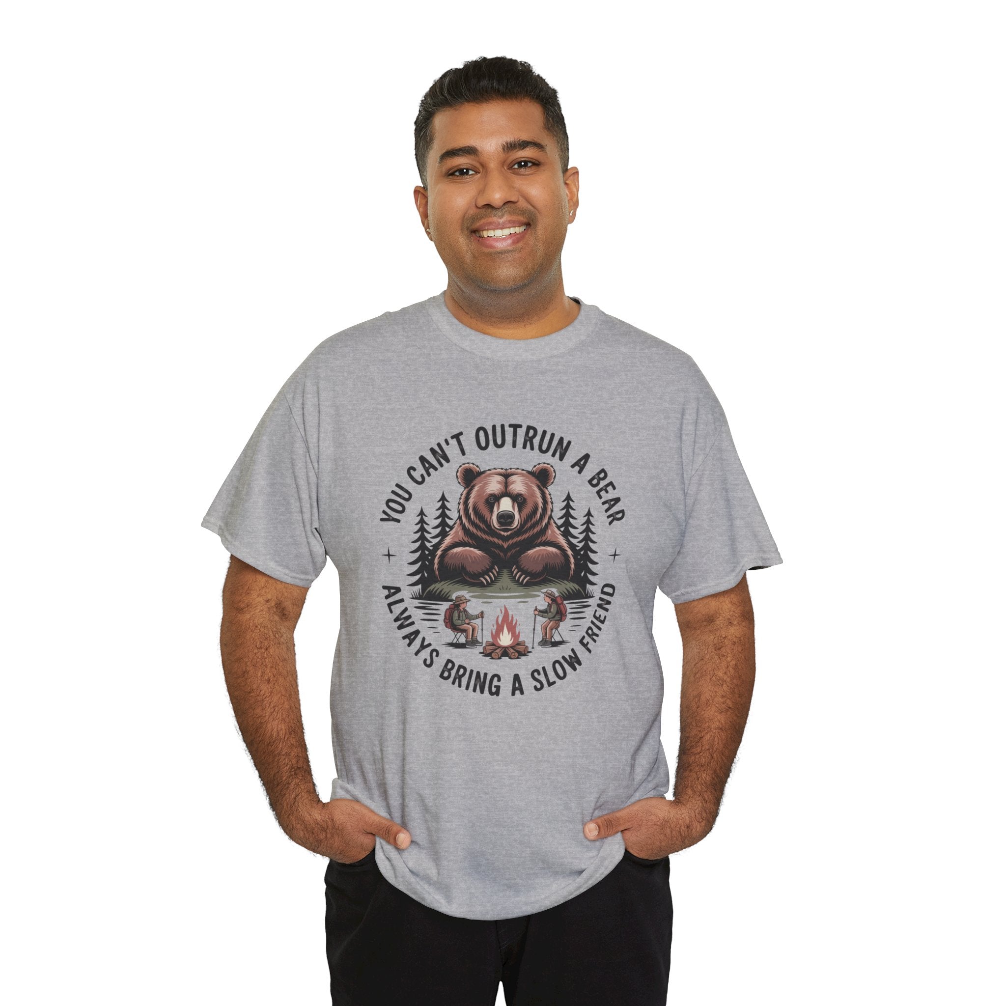 Bear Campfire T‑Shirt — "You Can't Outrun a Bear, Always Bring a Slow Friend" Camping Tee