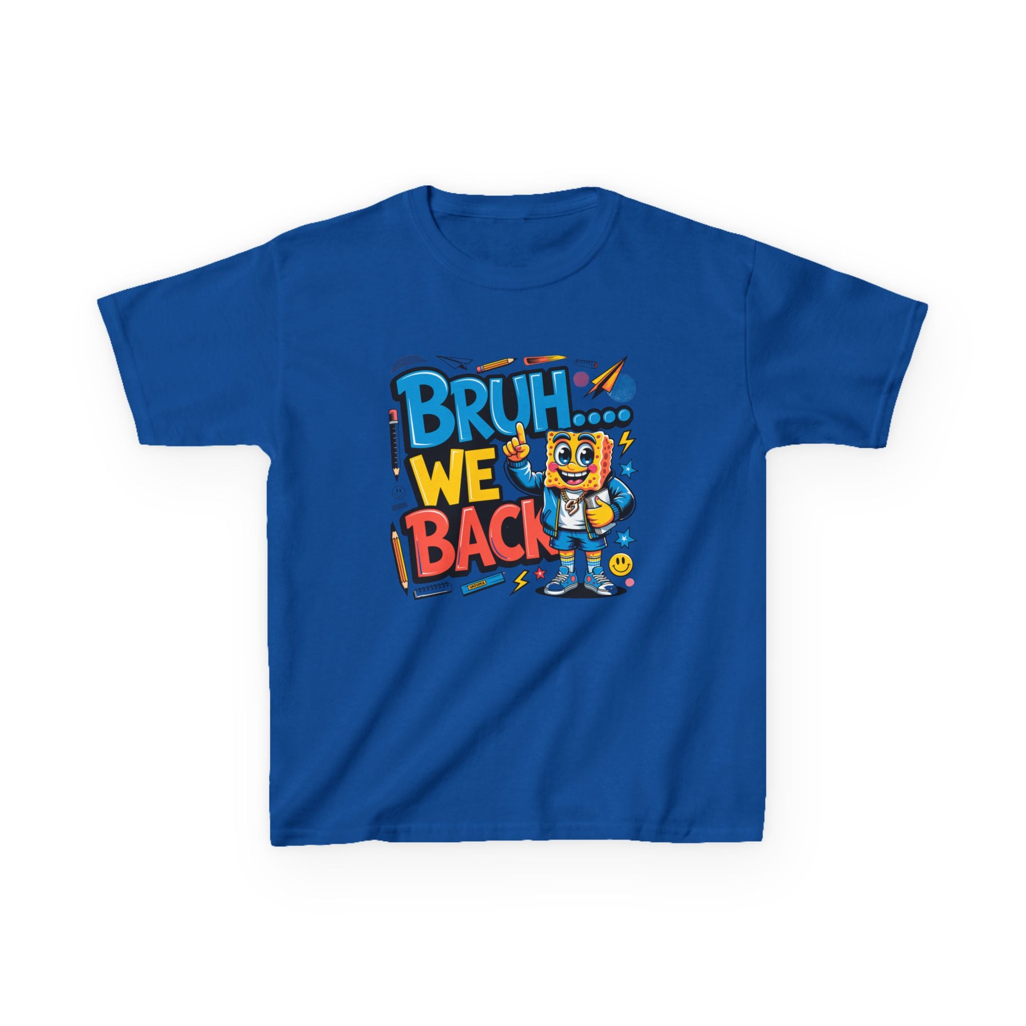 Kids Tee — "Bruh... We Back" Cartoon Sponge Graphic