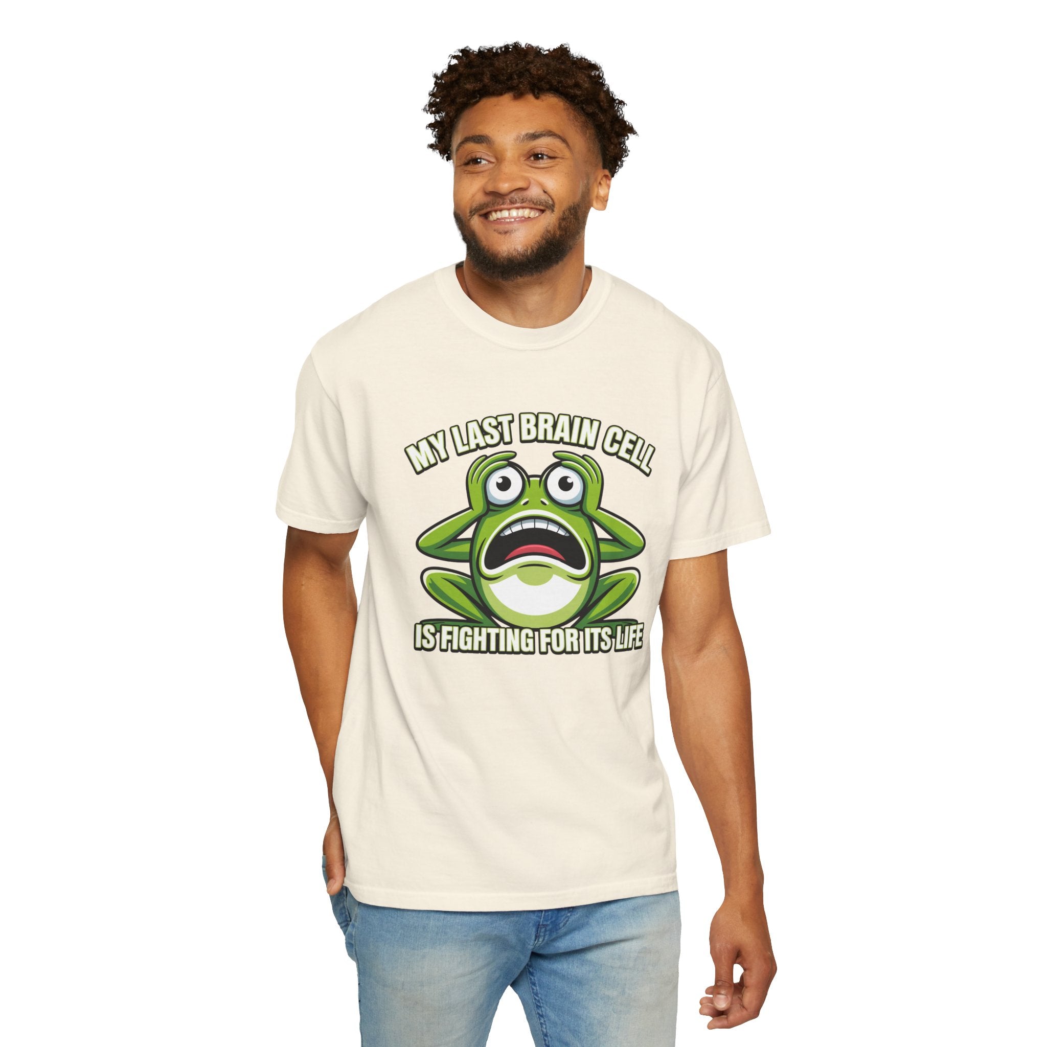 Funny Frog Graphic T-Shirt — My Last Brain Cell Is Fighting For Its Life Humor Gift Tee for Women