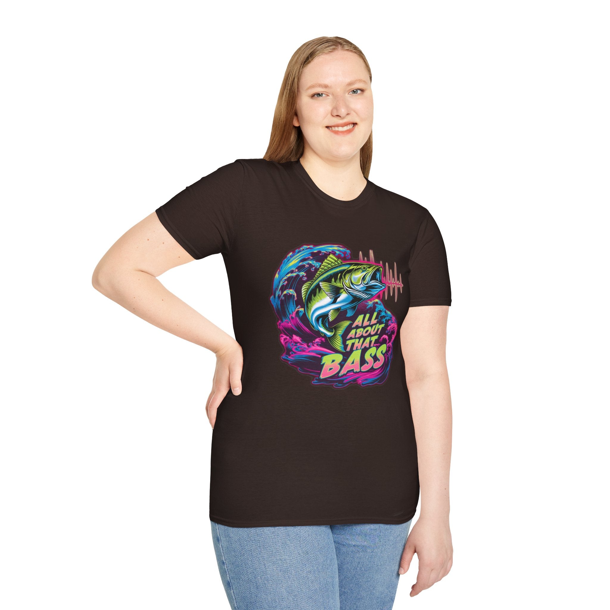 Bass Fishing T-Shirt — "All About That Bass" Retro Wave Graphic