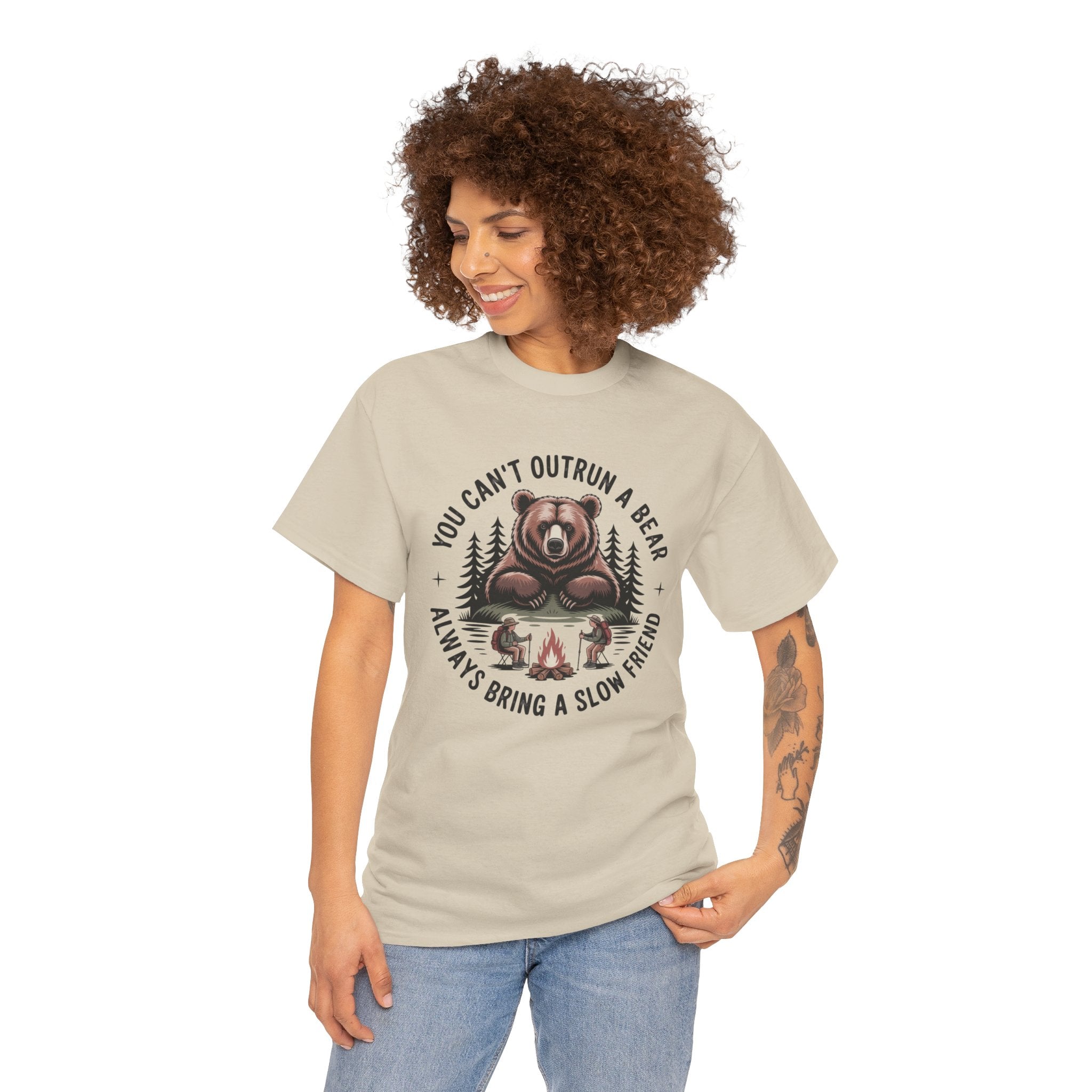 Bear Campfire T‑Shirt — "You Can't Outrun a Bear, Always Bring a Slow Friend" Camping Tee