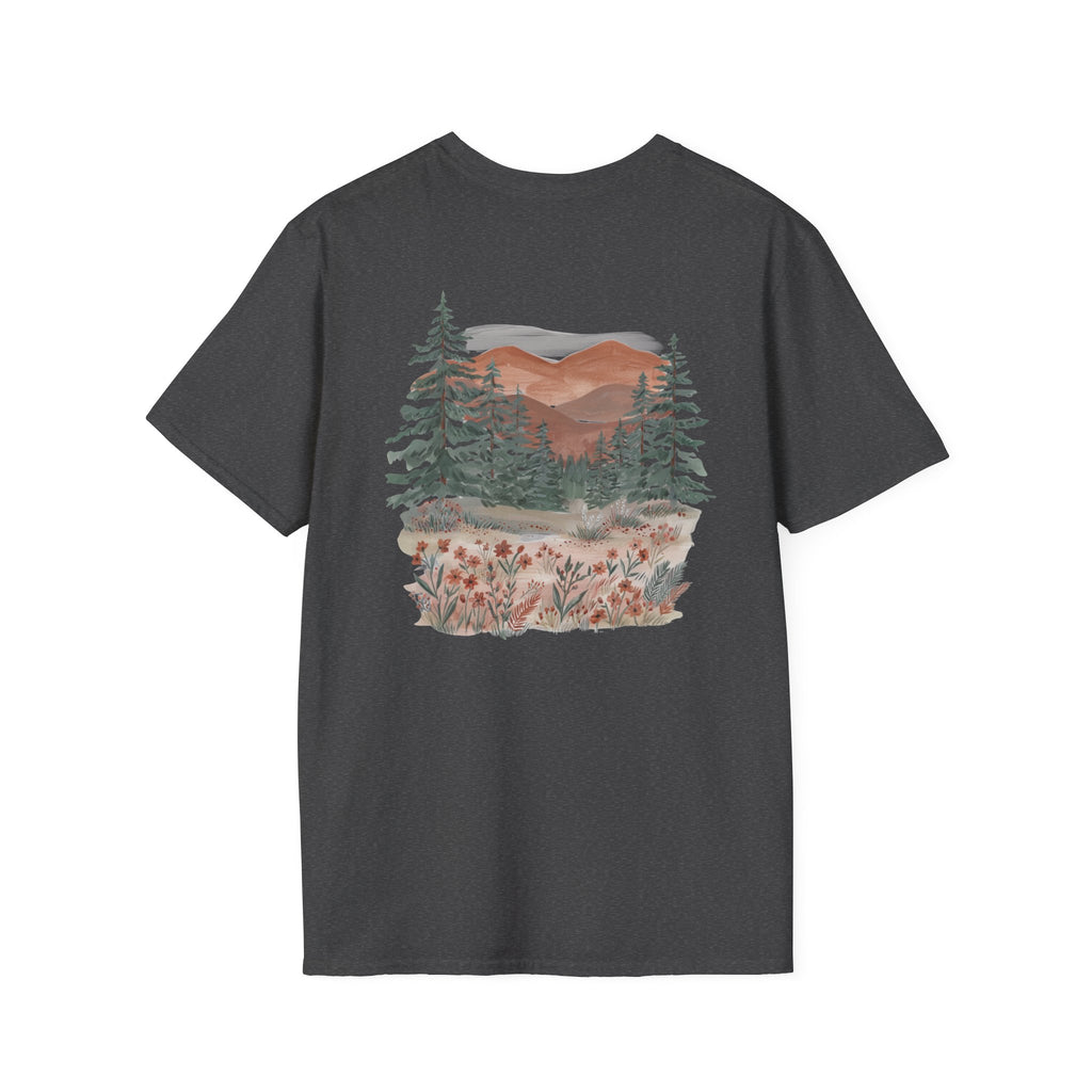 Floral Corner Tee — Minimal Wildflower Pocket T‑Shirt