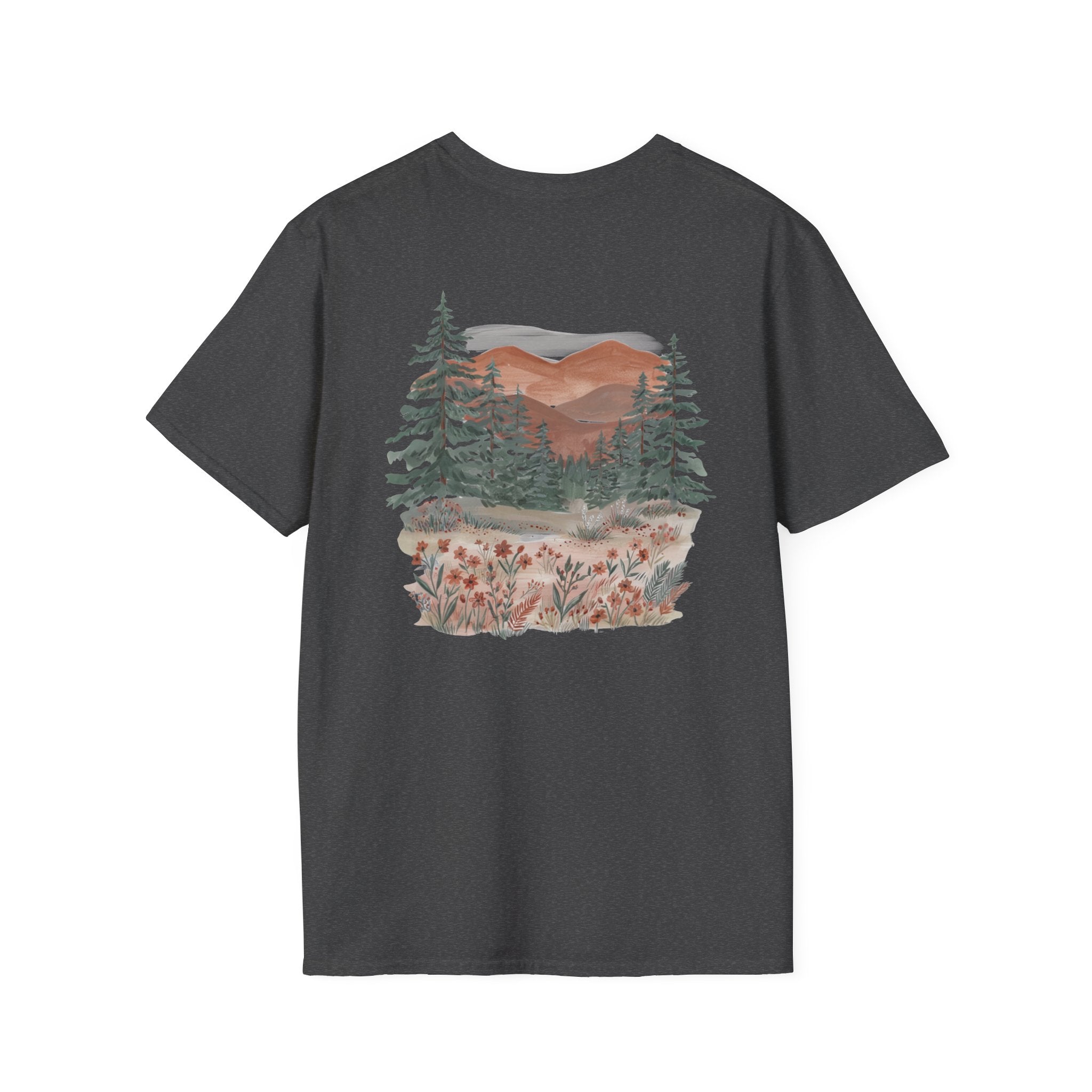 Floral Corner Tee — Minimal Wildflower Pocket T‑Shirt