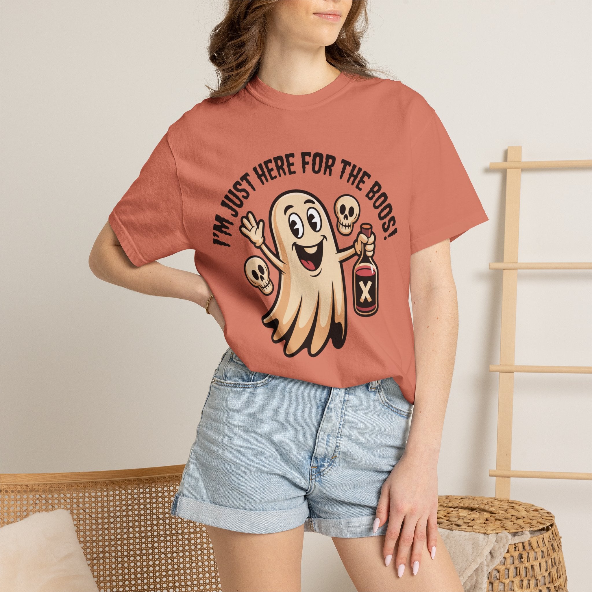 Halloween Ghost T‑Shirt — "I'm Just Here for the Boos!" Funny Party Tee