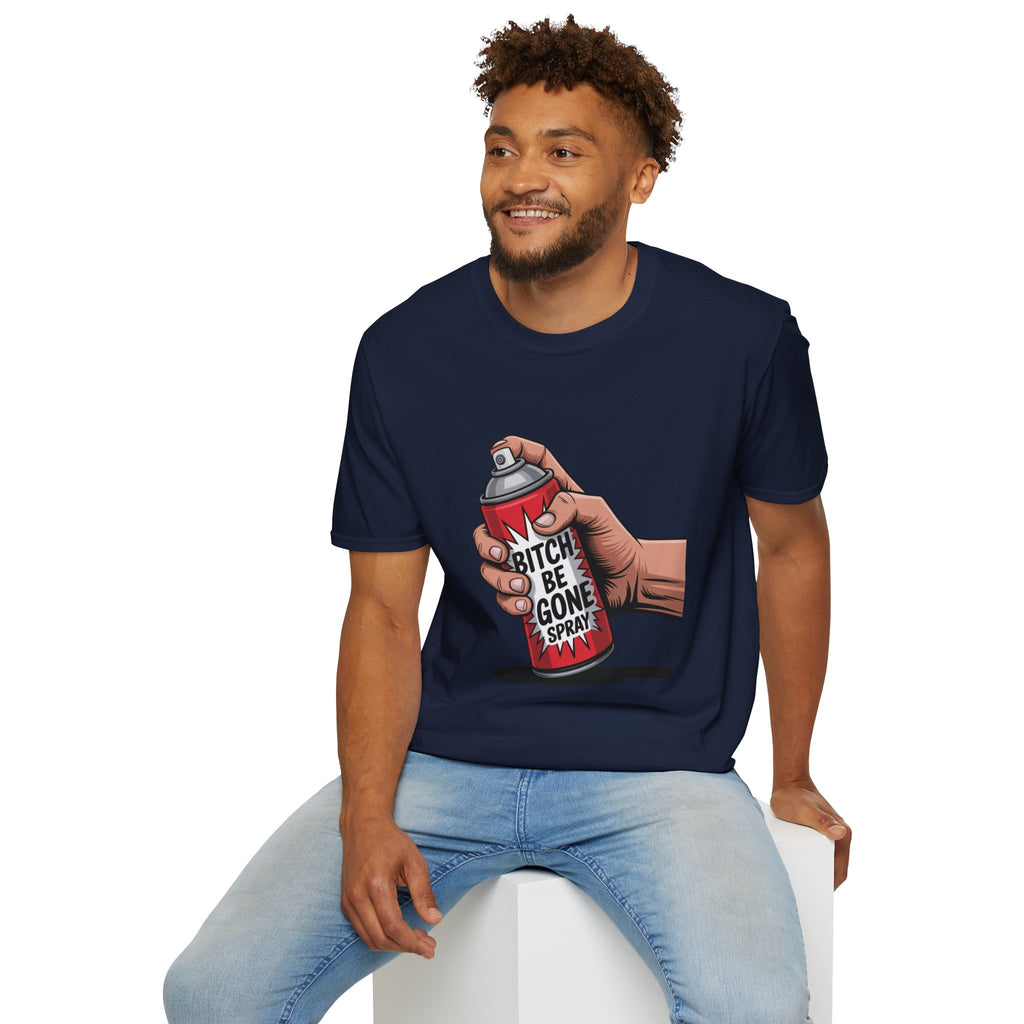 Funny 'Bitch, Be Gone' Spray T-Shirt — Pop Art Spray Can Graphic Tee