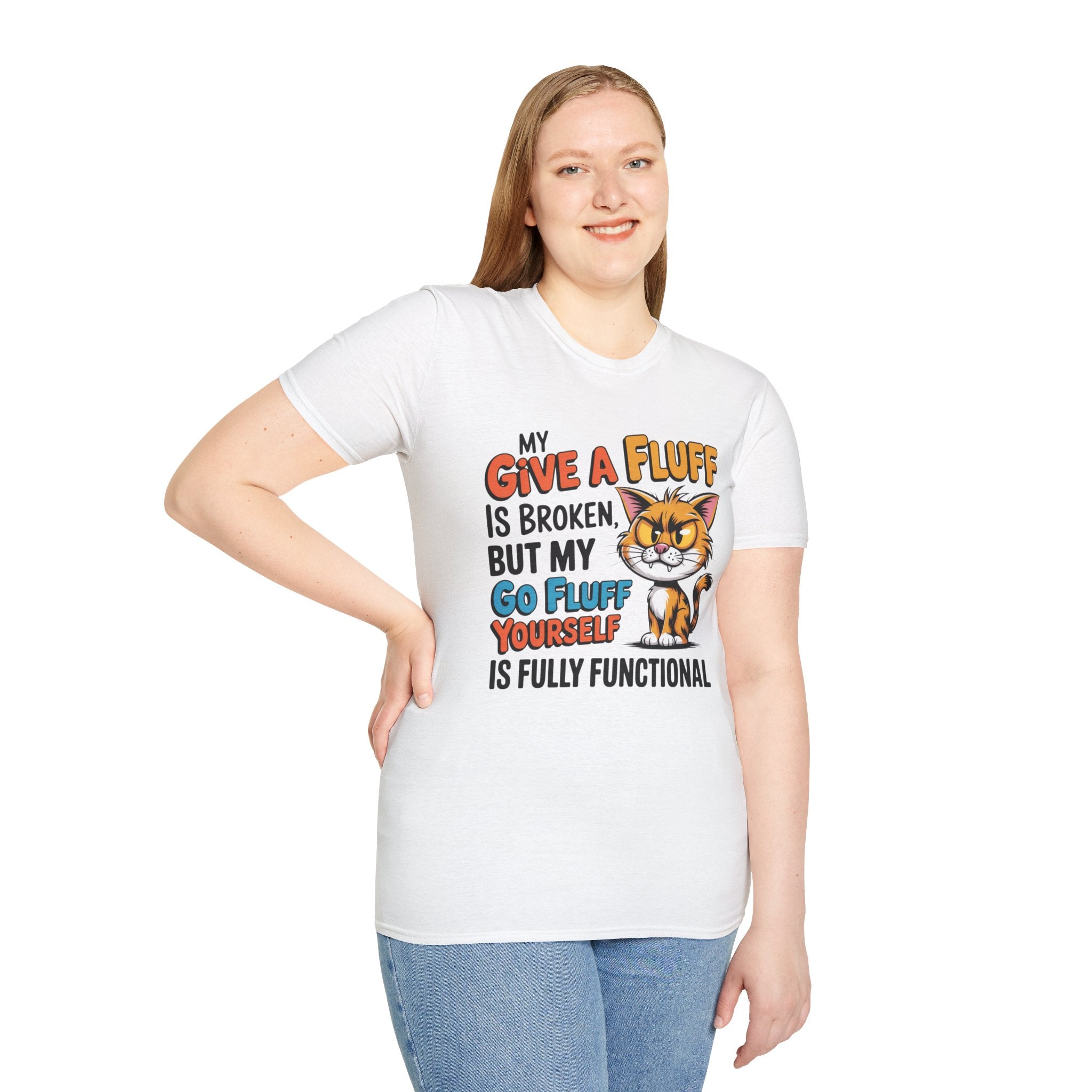 Cat Graphic T-Shirt — "My Give a Fluff Is Broken" Funny Cat Tee