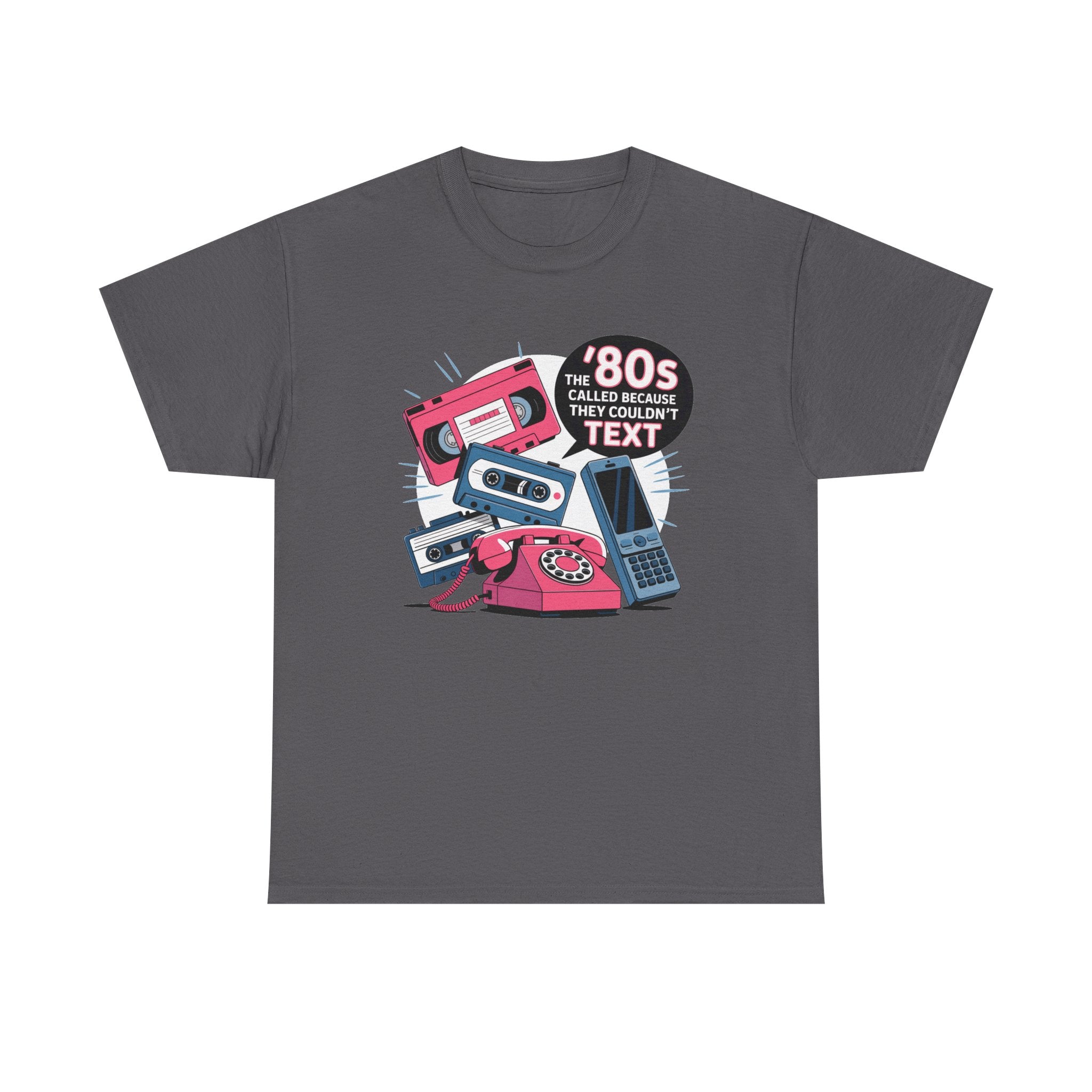 '80s Retro Phones Tee – Vintage Rotary, Cassette & Brick Cell Graphic T-Shirt