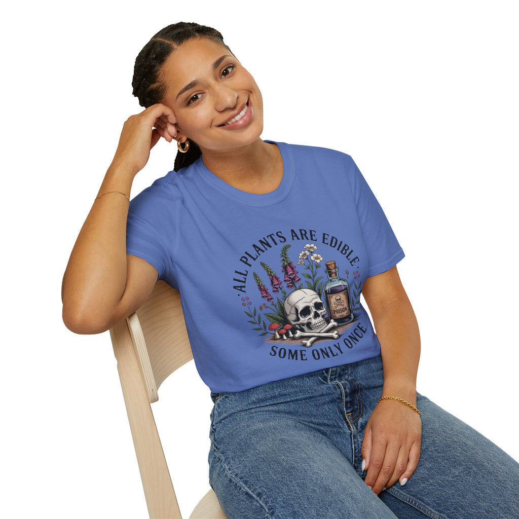 All Plants Are Edible T-Shirt — Botanical Skull & Apothecary Graphic Tee