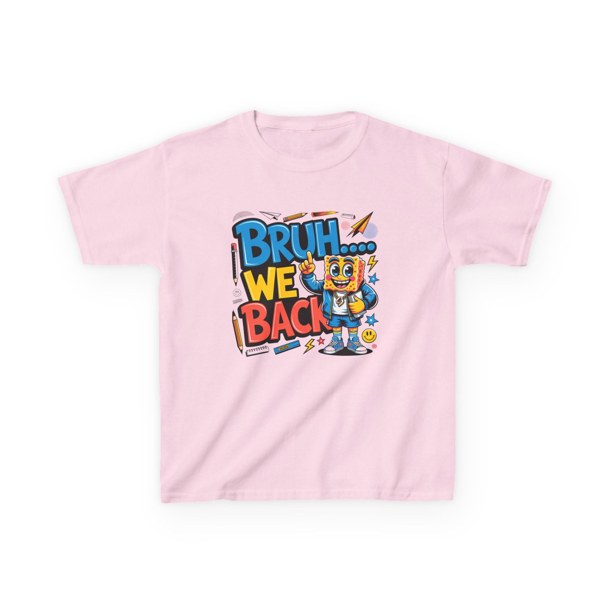 Kids Tee — "Bruh... We Back" Cartoon Sponge Graphic