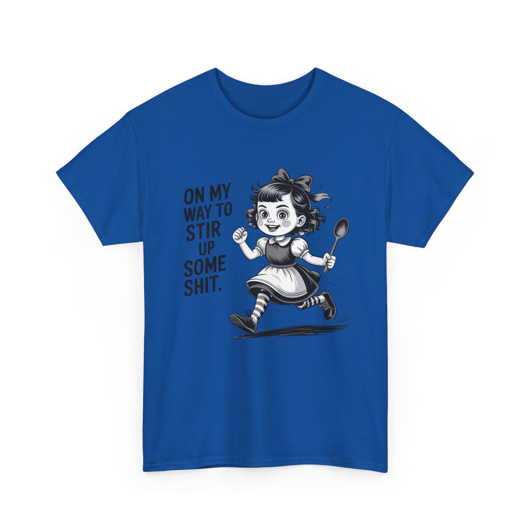 Stir Up Some Shit Tee — Retro Mischief Girl Graphic T-Shirt