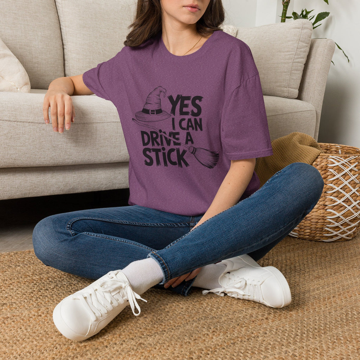 Witch Hat Tee - "Yes I Can Drive a Stick" Halloween T-Shirt