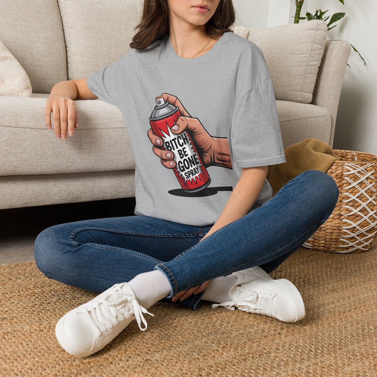 Funny 'Bitch, Be Gone' Spray T-Shirt — Pop Art Spray Can Graphic Tee