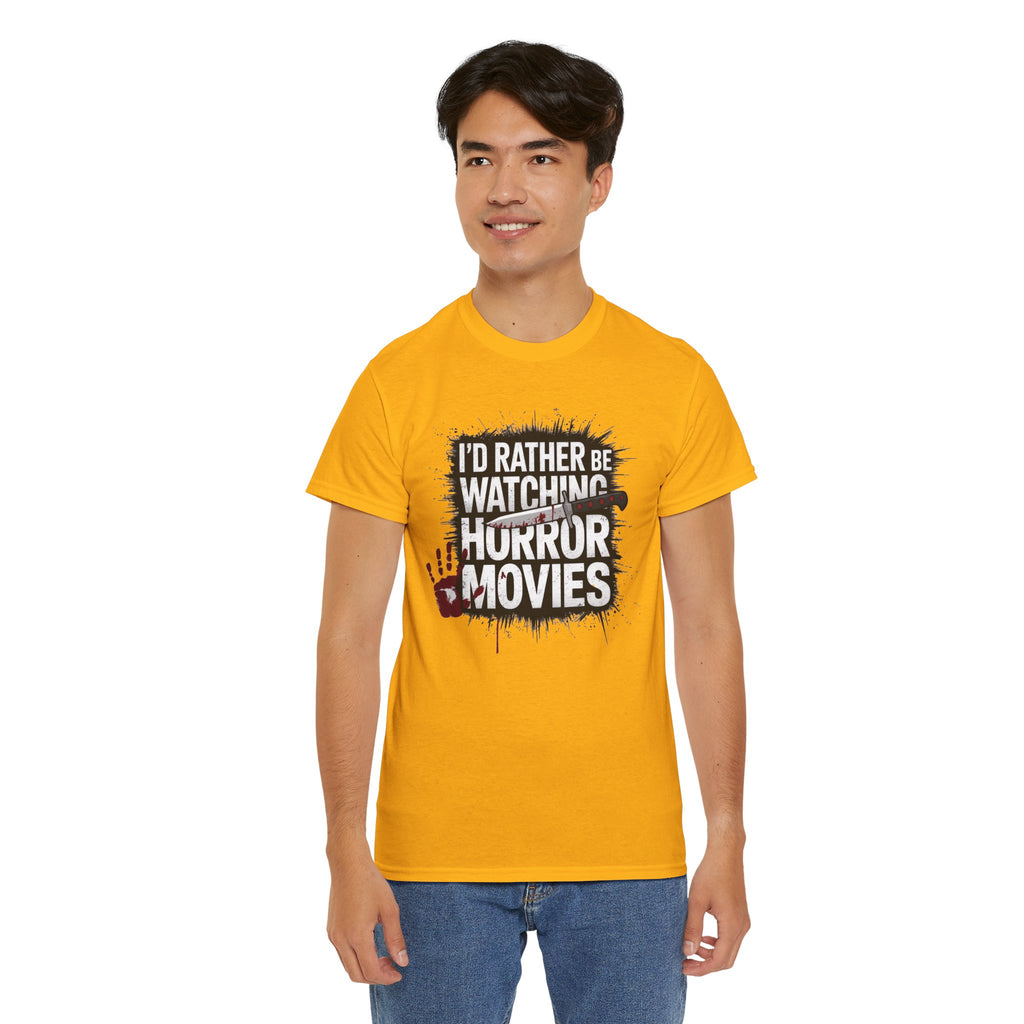 Horror Movie Fan T-Shirt — "I'd Rather Be Watching Horror Movies" Graphic Tee
