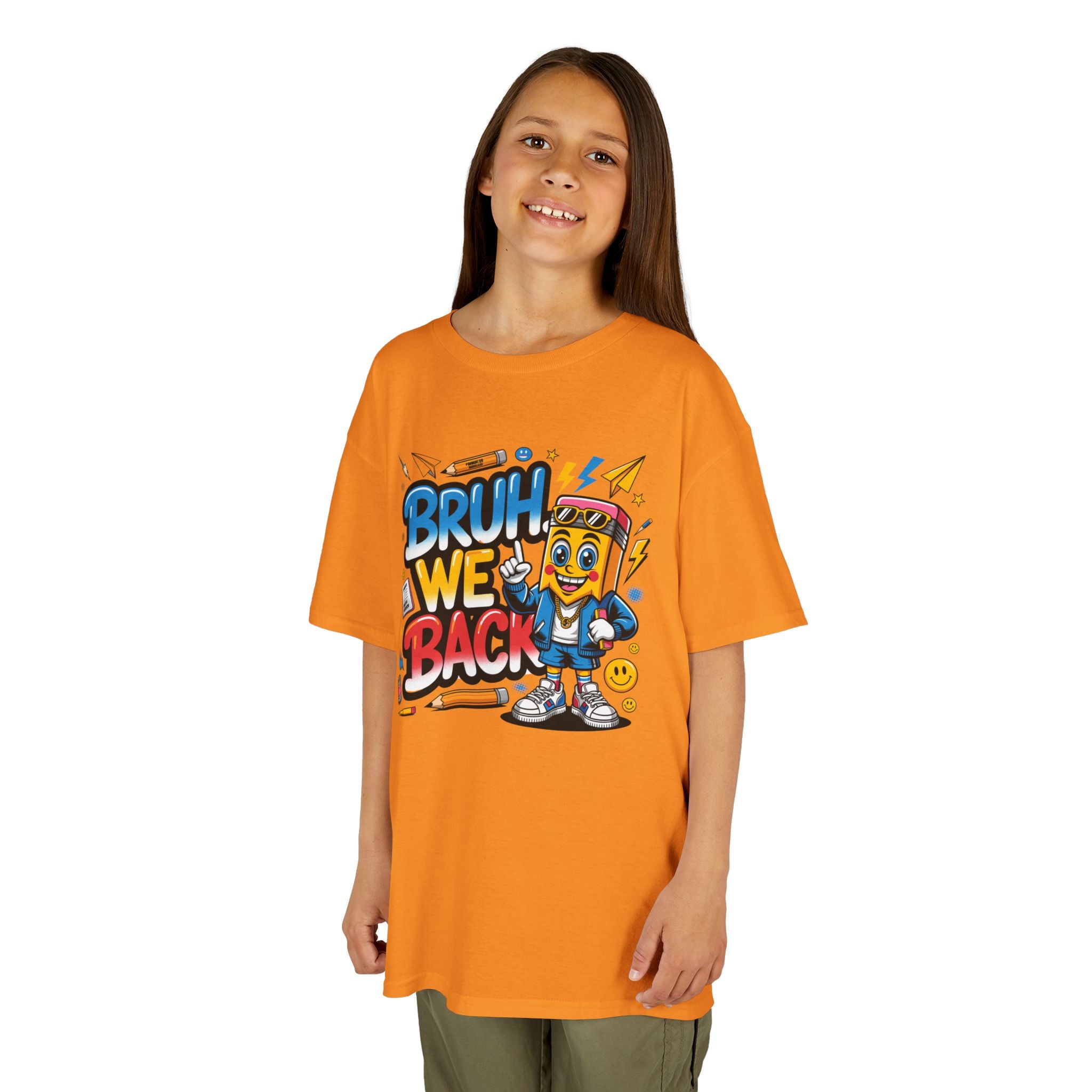 Kids Tee — "Bruh We Back" Retro Cartoon Graphic Shirt