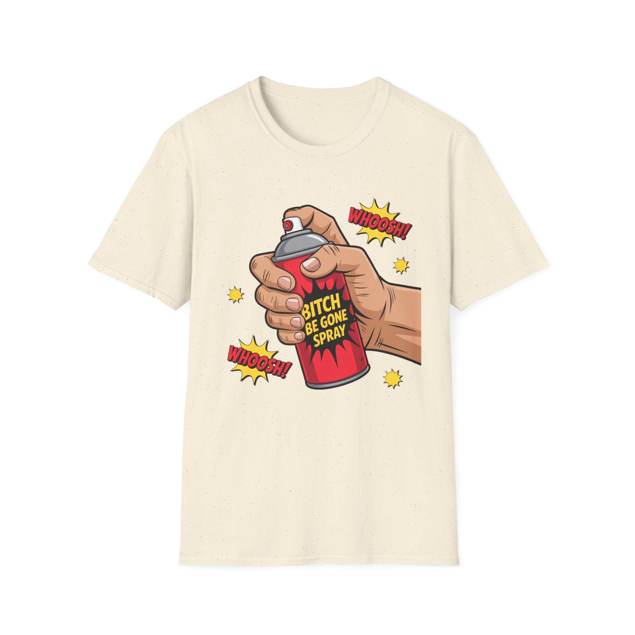 Funny 'Bitch, Be Gone' Spray T-Shirt — Pop Art Spray Can Graphic Tee